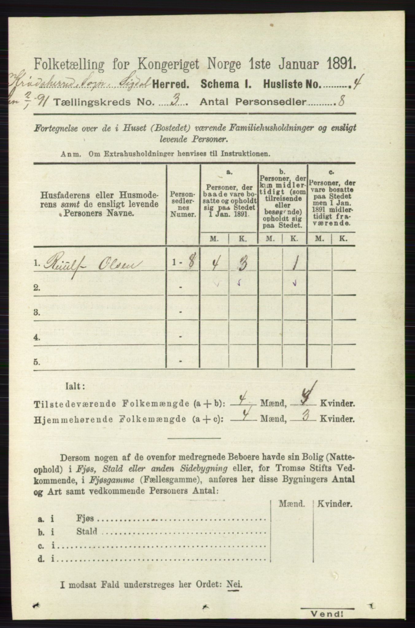 RA, 1891 census for 0621 Sigdal, 1891, p. 5525