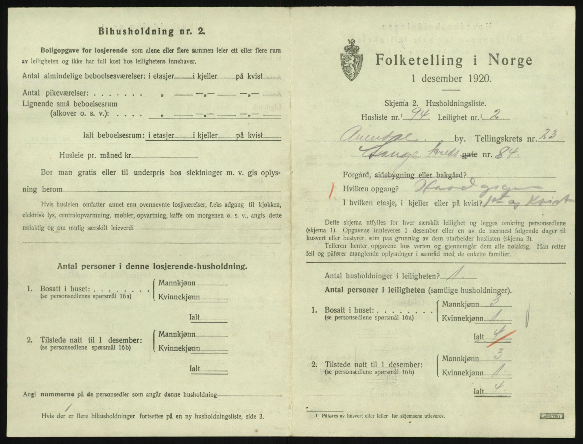 SAK, 1920 census for Arendal, 1920, p. 9030