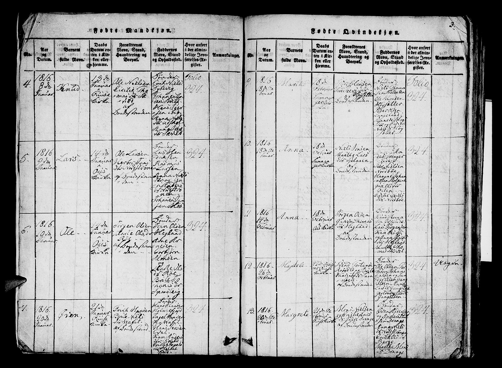 Os sokneprestembete, SAB/A-99929: Parish register (official) no. A 12, 1816-1825, p. 3