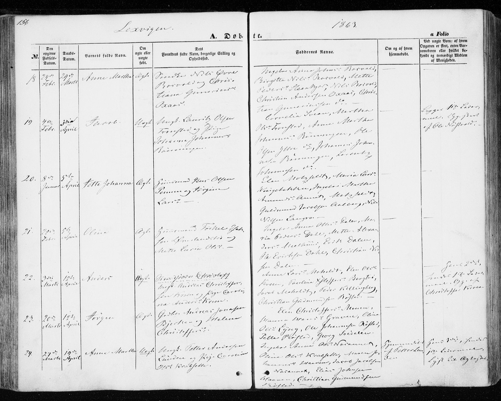 Ministerialprotokoller, klokkerbøker og fødselsregistre - Nord-Trøndelag, SAT/A-1458/701/L0008: Parish register (official) no. 701A08 /1, 1854-1863, p. 156
