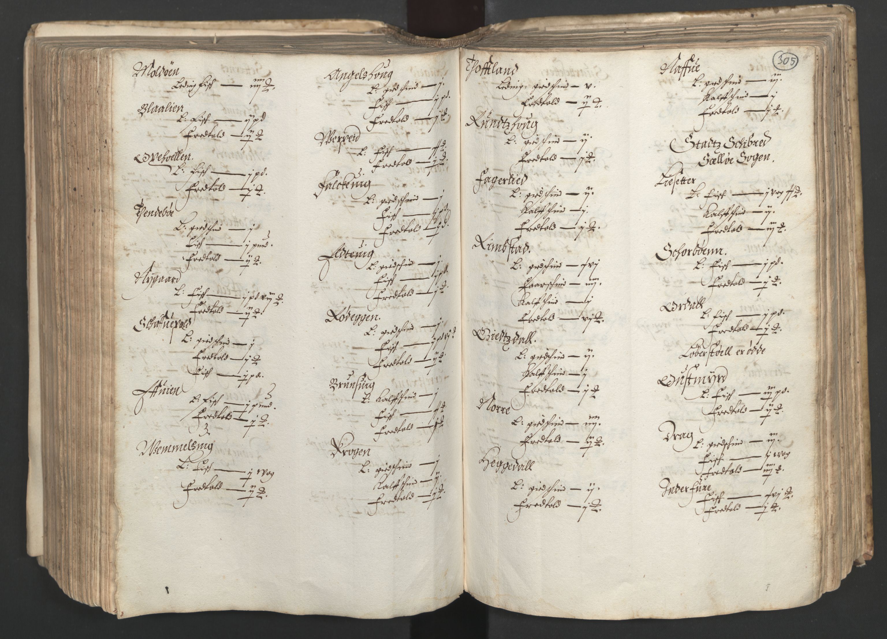 Rentekammeret inntil 1814, Realistisk ordnet avdeling, AV/RA-EA-4070/L/L0025/0001: Bergen lagdømme: / [B]: Kronens jordebok. Nordhordland, Sunnhordland, Ytre Sogn, Indre Sogn, Sunnfjord, Nordfjord, Sunnmøre, Hardanger med Halsnøy kloster, Lyse kloster, Apostelgodset, Munkeliv og St. Hans kloster, Alle helgen gods, Lagstolen gods, Ove Jenssøns gods på Voss, 1661, p. 304b-305a