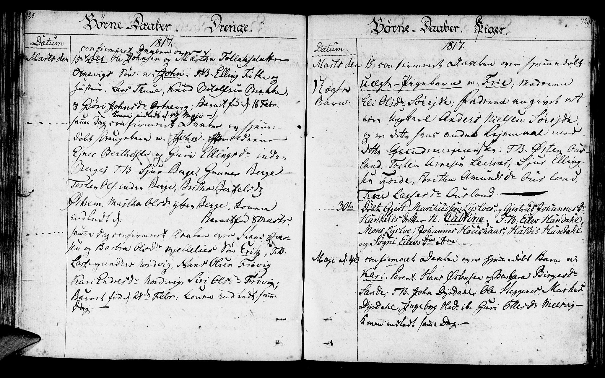 Lavik sokneprestembete, SAB/A-80901: Parish register (official) no. A 1, 1809-1822, p. 128-129