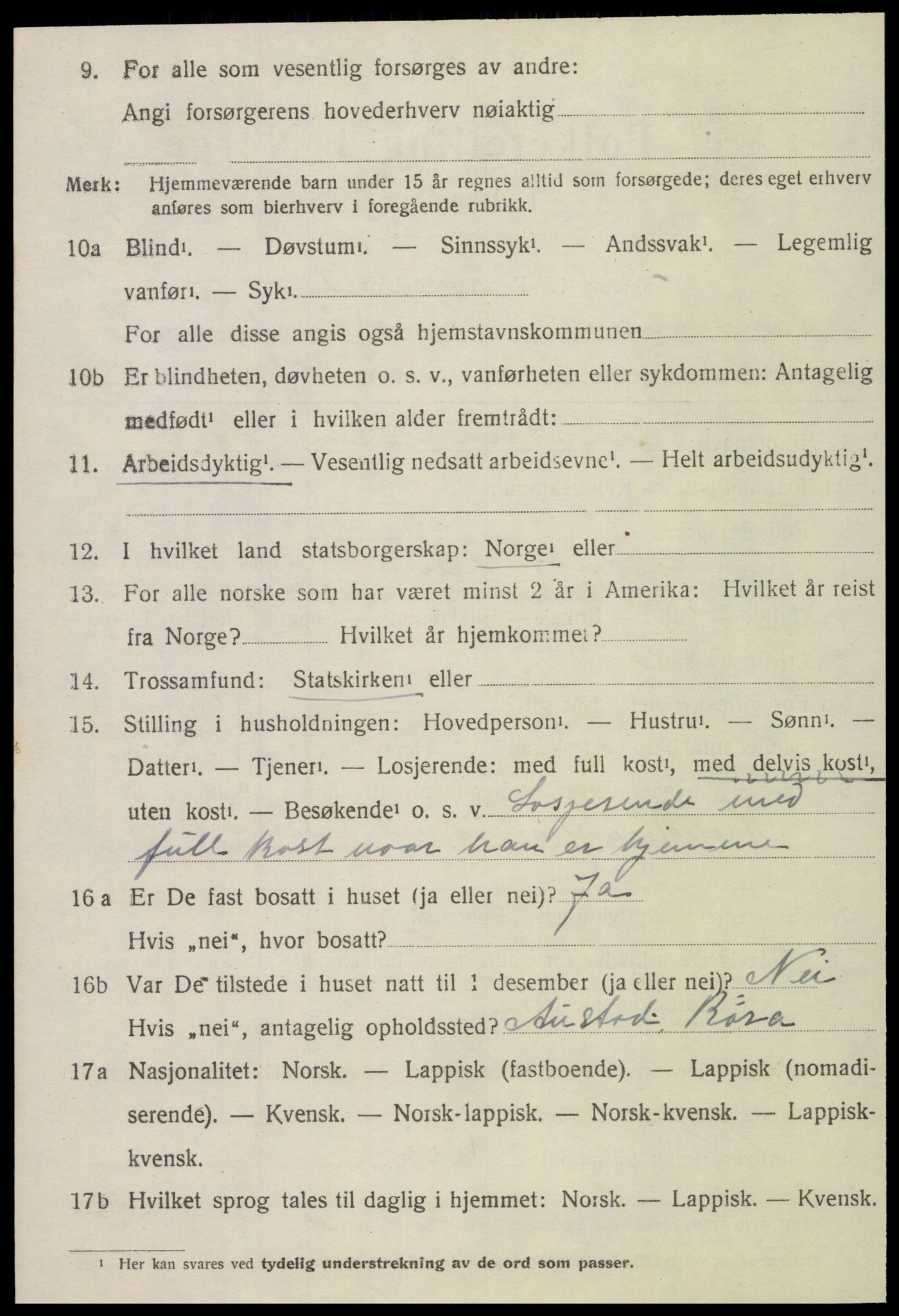 SAT, 1920 census for Sandvollan, 1920, p. 1476