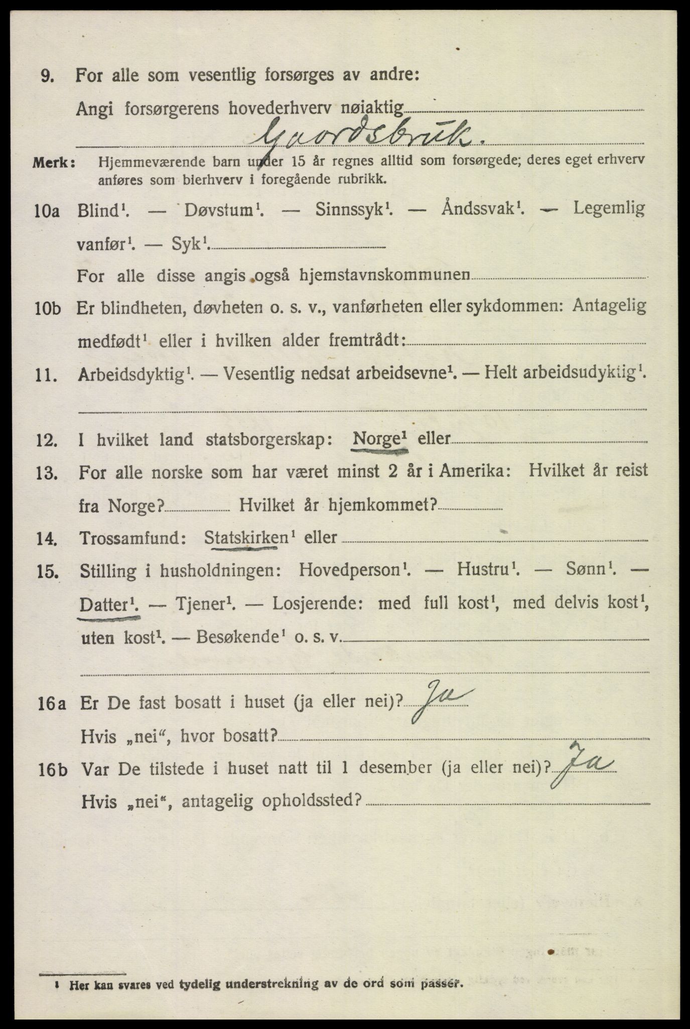 SAH, 1920 census for Tolga, 1920, p. 3920