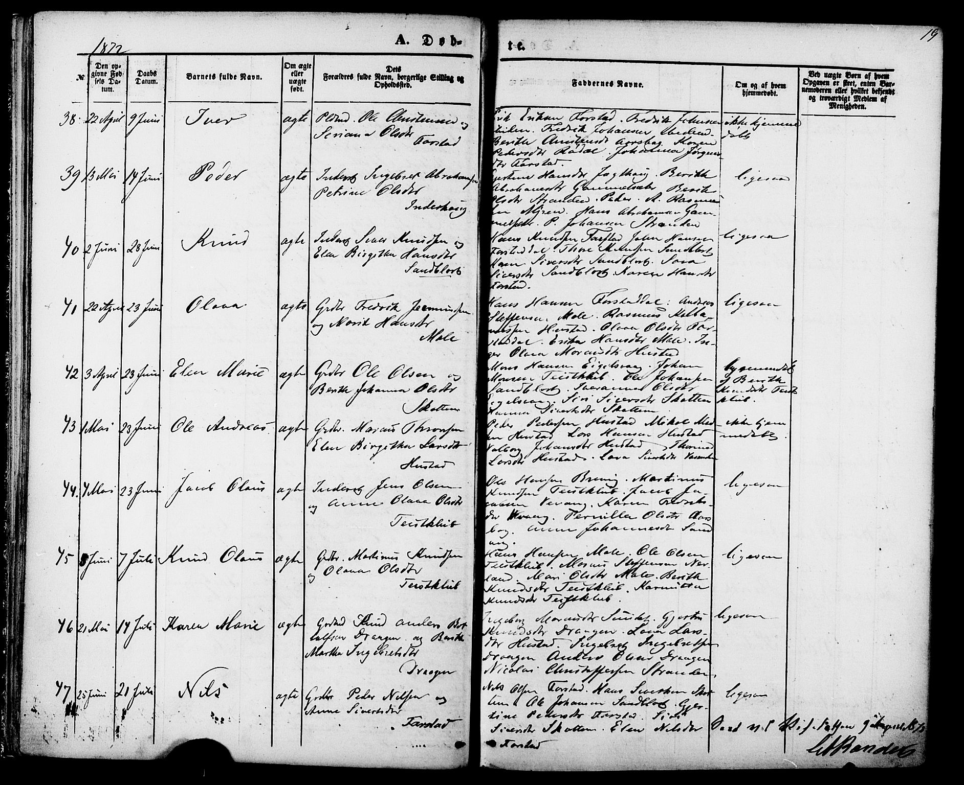 Ministerialprotokoller, klokkerbøker og fødselsregistre - Møre og Romsdal, AV/SAT-A-1454/566/L0768: Parish register (official) no. 566A07, 1869-1881, p. 19