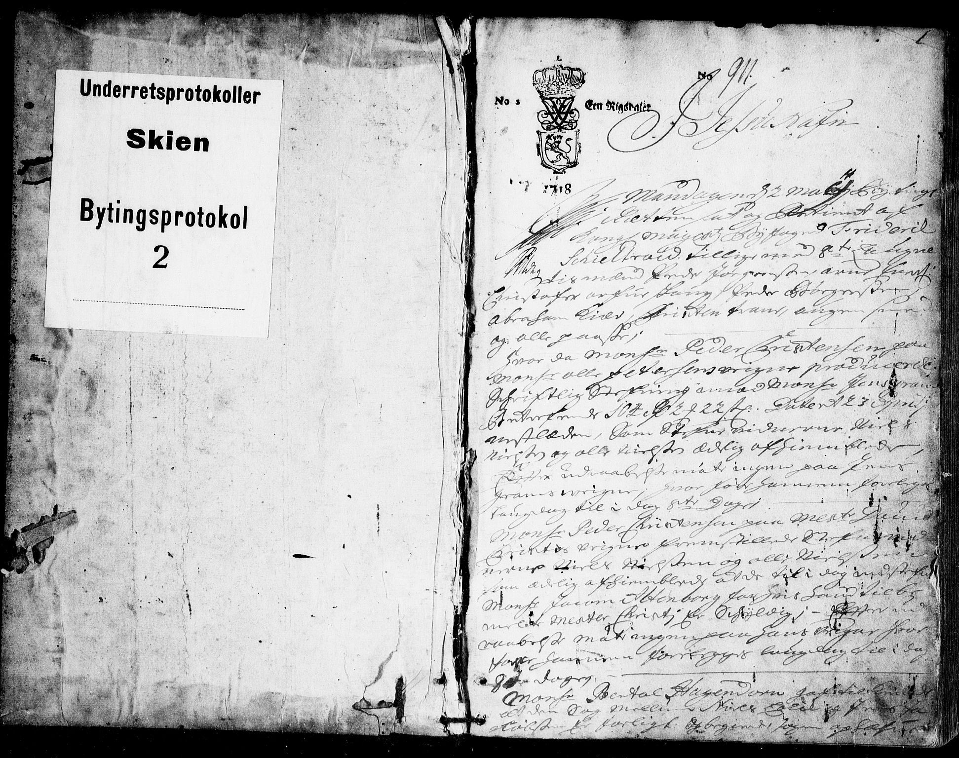 Skien byfogd, SAKO/A-219/F/Fa/L0002: Tingbok., 1718-1721, p. 1