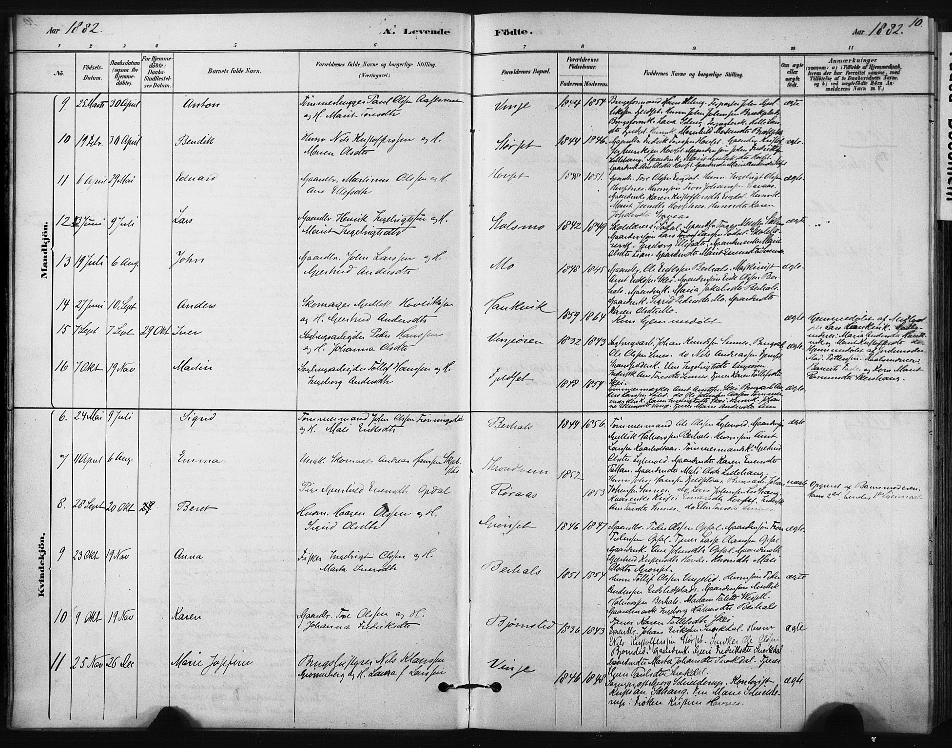 Ministerialprotokoller, klokkerbøker og fødselsregistre - Sør-Trøndelag, AV/SAT-A-1456/631/L0512: Parish register (official) no. 631A01, 1879-1912, p. 10