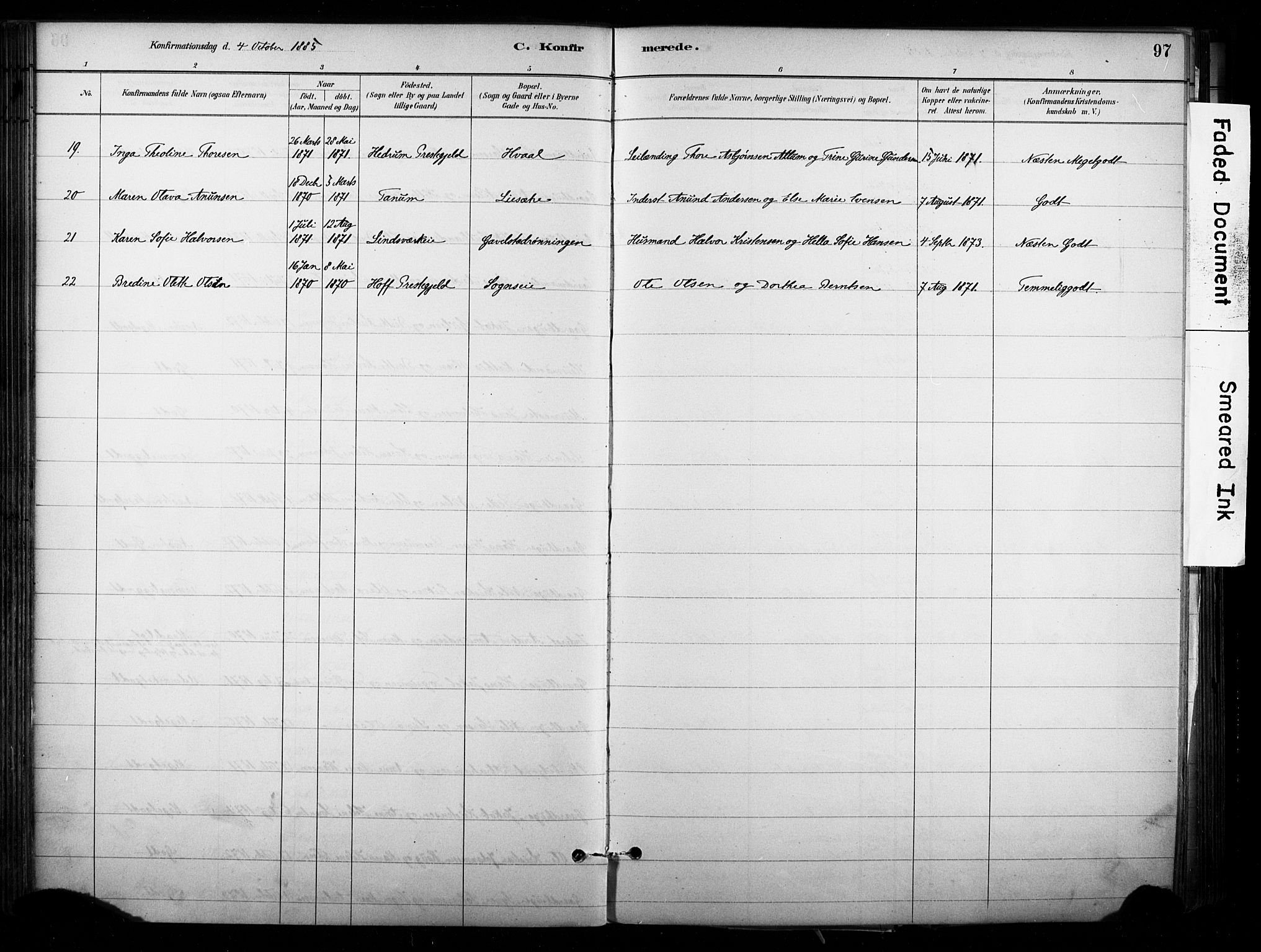 Lardal kirkebøker, AV/SAKO-A-350/F/Fb/L0001: Parish register (official) no. II 1, 1881-1911, p. 97