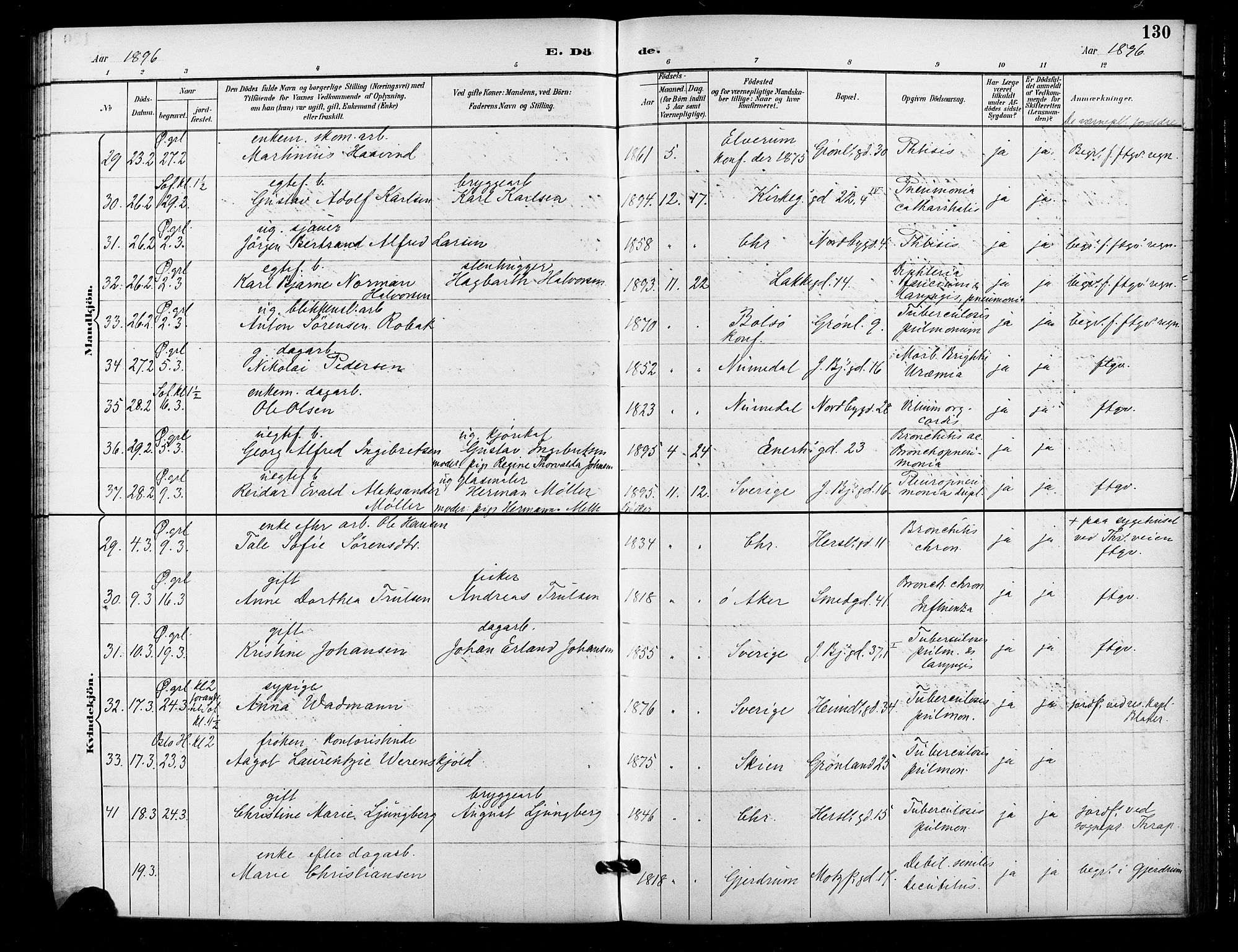 Grønland prestekontor Kirkebøker, SAO/A-10848/F/Fa/L0010: Parish register (official) no. 10, 1891-1898, p. 130