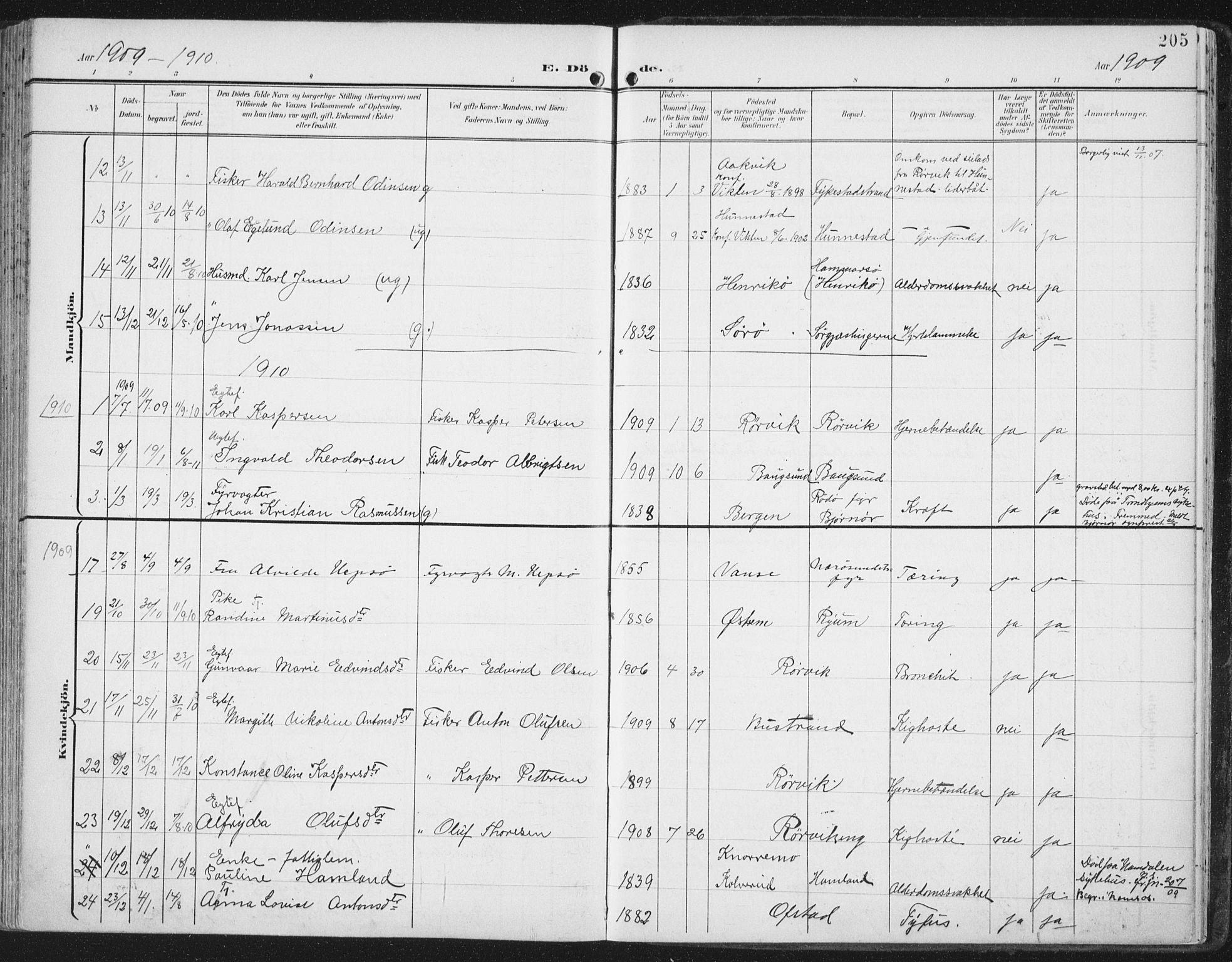 Ministerialprotokoller, klokkerbøker og fødselsregistre - Nord-Trøndelag, SAT/A-1458/786/L0688: Parish register (official) no. 786A04, 1899-1912, p. 205