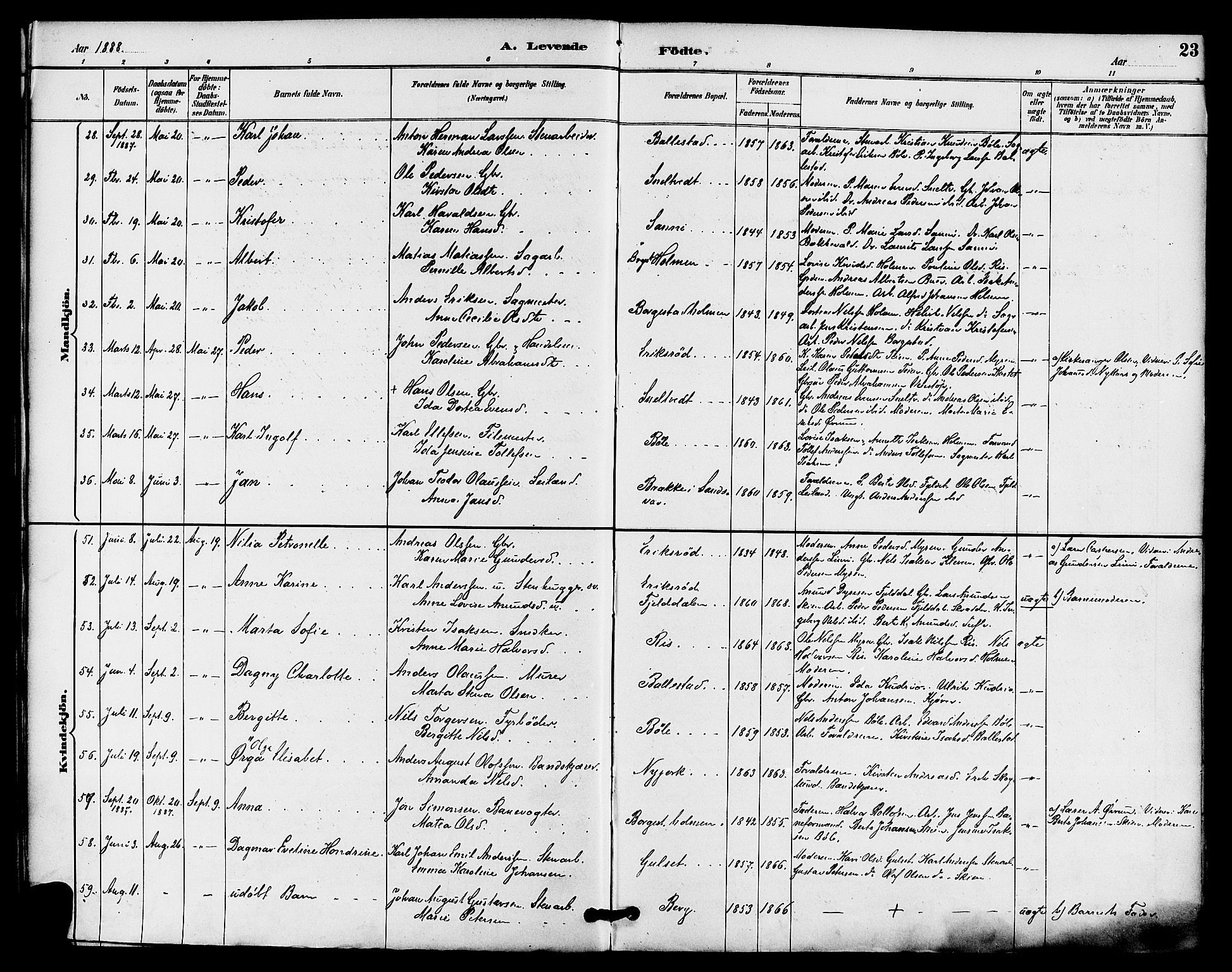 Gjerpen kirkebøker, SAKO/A-265/F/Fa/L0010: Parish register (official) no. I 10, 1886-1895, p. 23