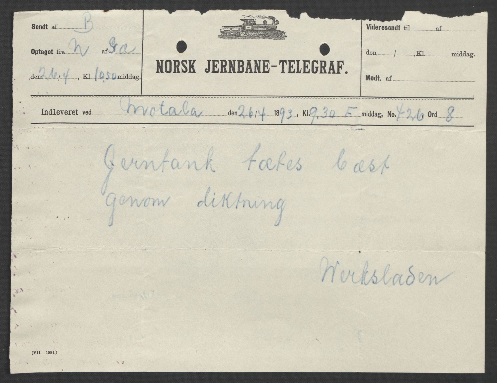 Arbeidskomitéen for Fridtjof Nansens polarekspedisjon, AV/RA-PA-0061/D/L0003/0002: Innk. brev og telegrammer vedr. proviant og utrustning / Utrustningen m.m. - korrespondanse, 1893, p. 282