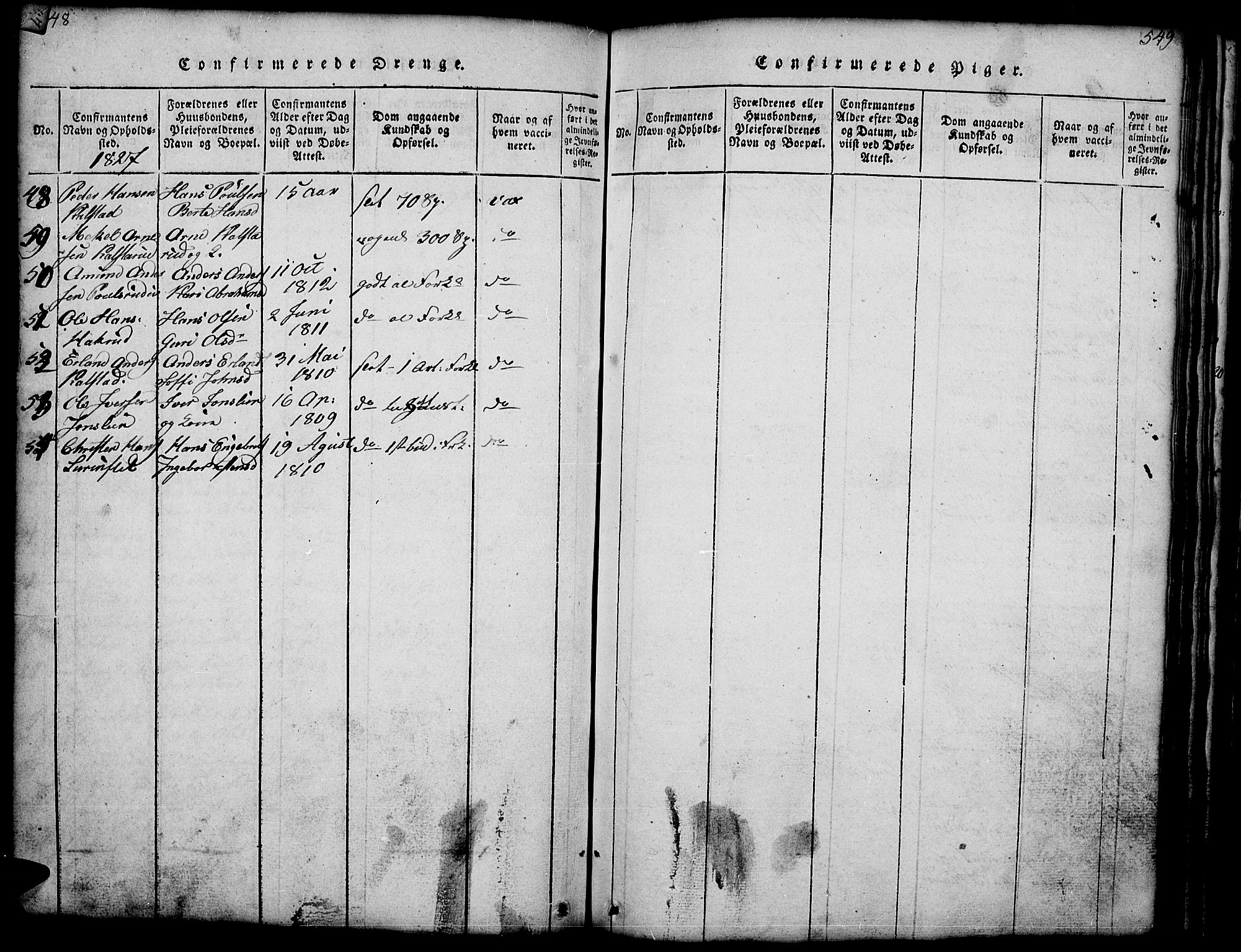 Gausdal prestekontor, SAH/PREST-090/H/Ha/Hab/L0001: Parish register (copy) no. 1, 1817-1848, p. 548-549