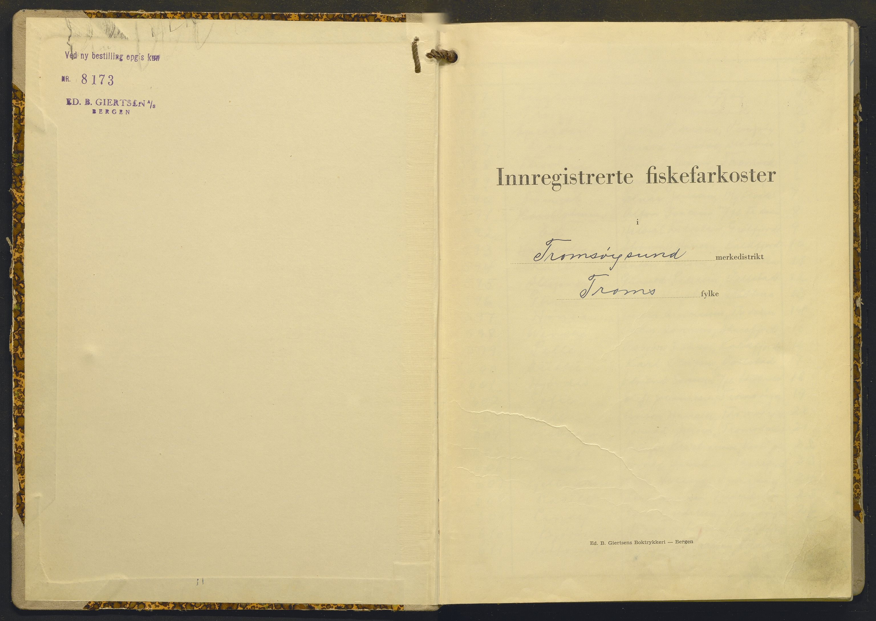 Fiskeridirektoratet - 1 Adm. ledelse - 13 Båtkontoret, AV/SAB-A-2003/I/Ia/Iab/L0081: 135.0231/6  Merkeprotokoll - Tromsøysund, 1960-1963