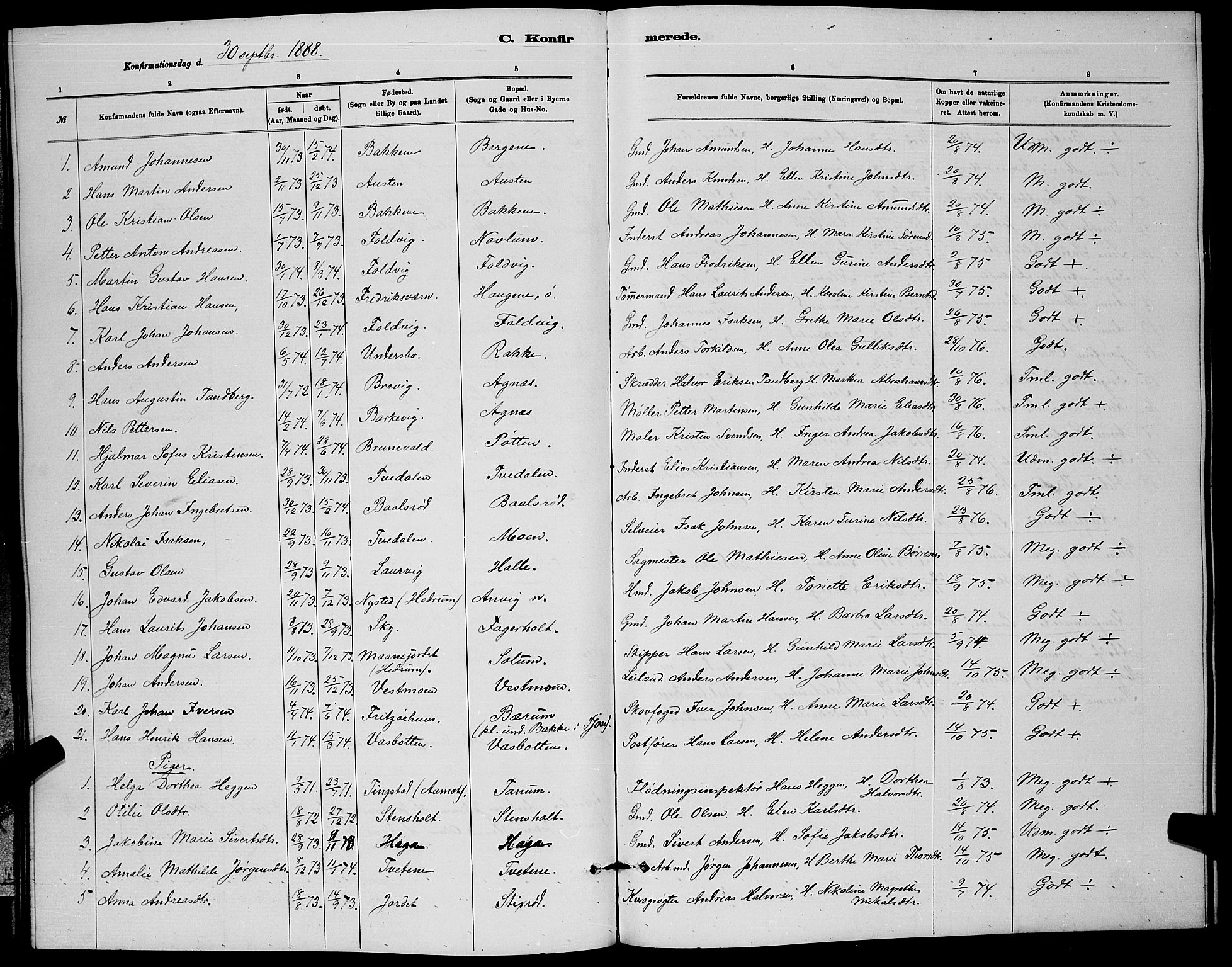 Brunlanes kirkebøker, SAKO/A-342/G/Ga/L0003: Parish register (copy) no. I 3, 1877-1898