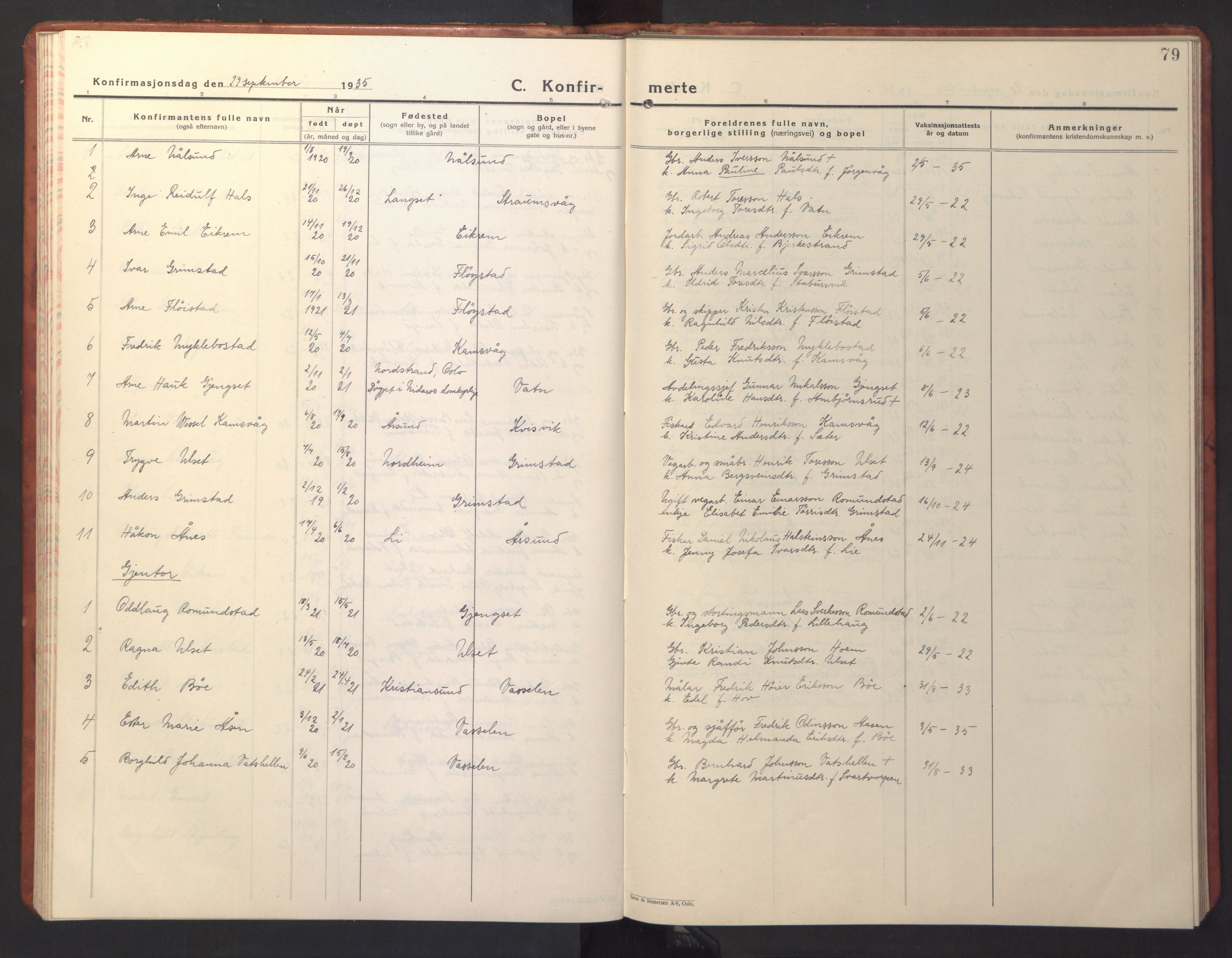 Ministerialprotokoller, klokkerbøker og fødselsregistre - Møre og Romsdal, AV/SAT-A-1454/587/L1002: Parish register (copy) no. 587C02, 1926-1951, p. 79