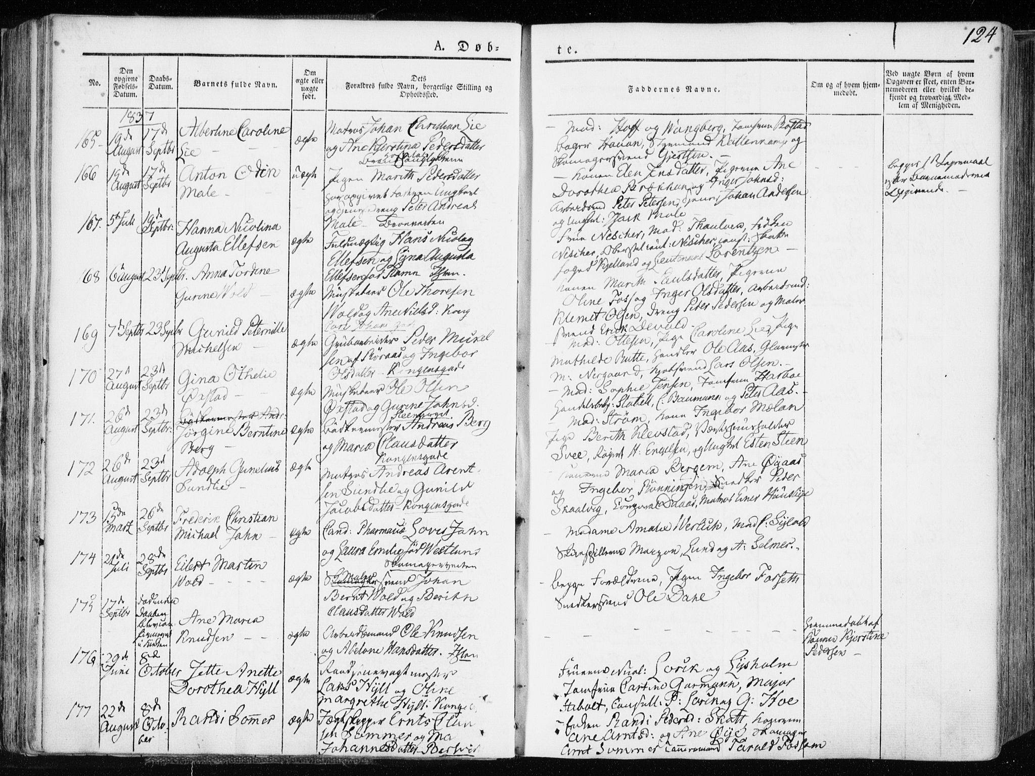 Ministerialprotokoller, klokkerbøker og fødselsregistre - Sør-Trøndelag, SAT/A-1456/601/L0047: Parish register (official) no. 601A15, 1831-1839, p. 124