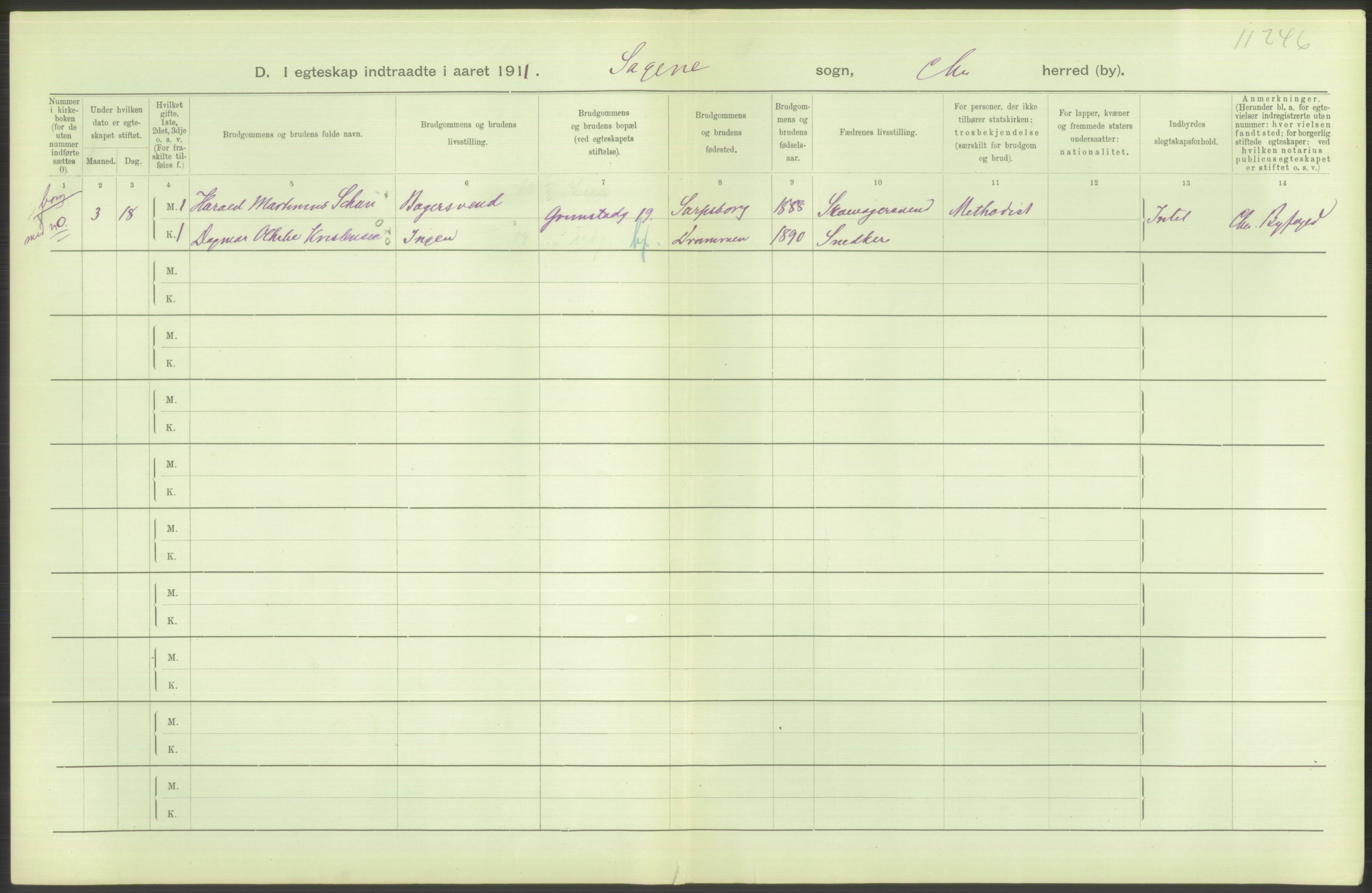 Statistisk sentralbyrå, Sosiodemografiske emner, Befolkning, AV/RA-S-2228/D/Df/Dfb/Dfba/L0008: Kristiania: Gifte, 1911, p. 710