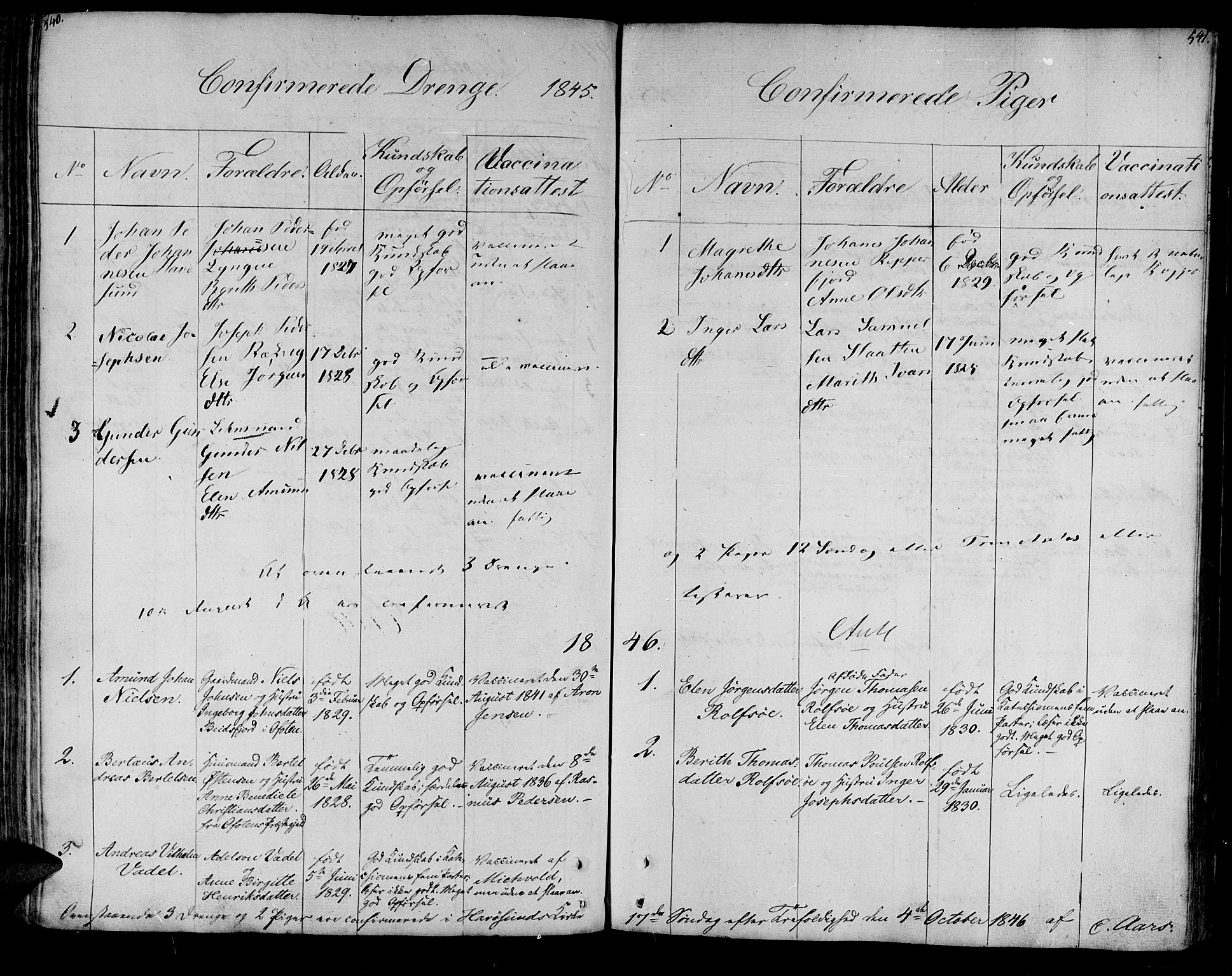 Måsøy sokneprestkontor, SATØ/S-1348/H/Ha/L0001kirke: Parish register (official) no. 1, 1806-1851, p. 540-541