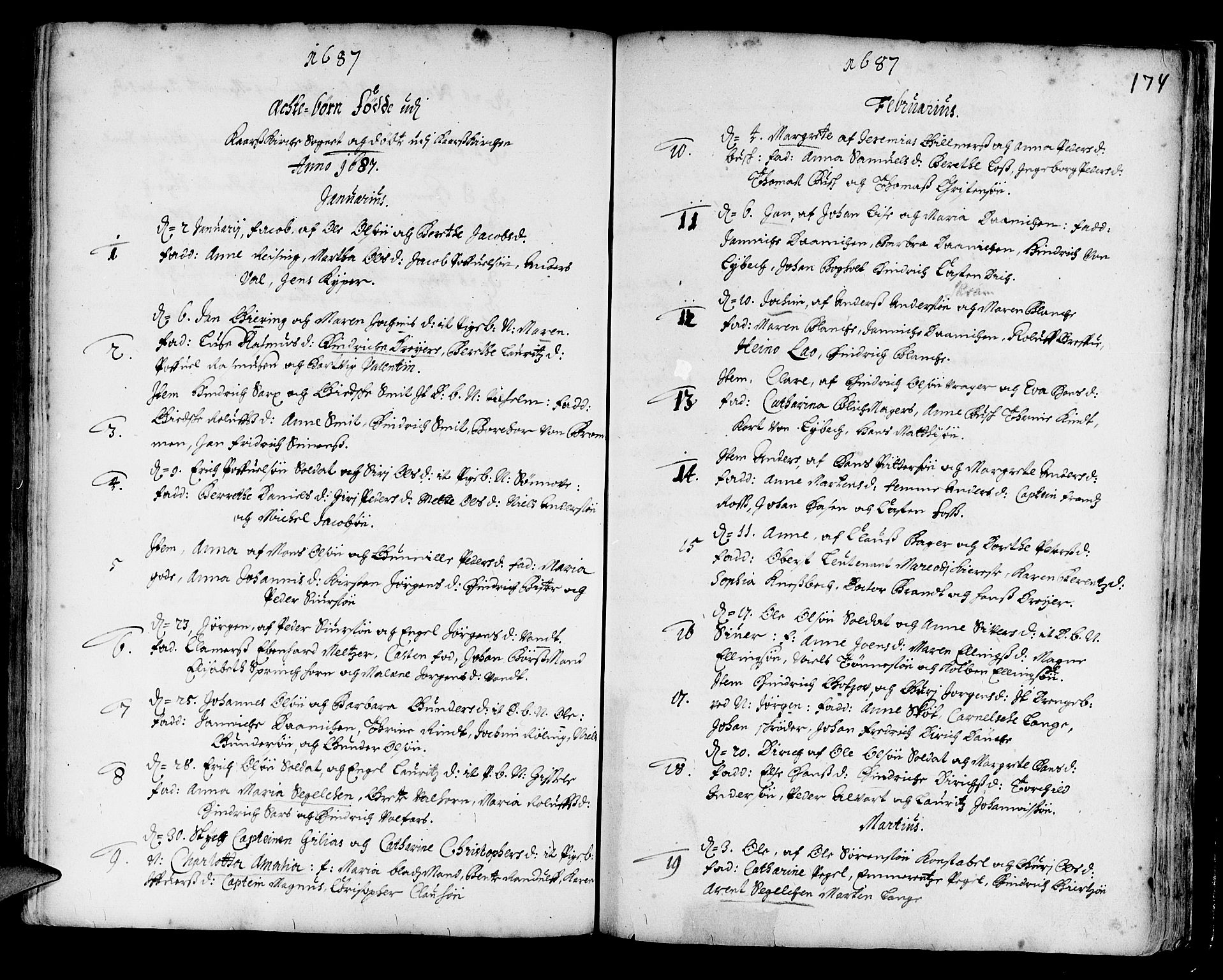 Korskirken sokneprestembete, SAB/A-76101/H/Haa/L0001: Parish register (official) no. A 1, 1674-1688, p. 174