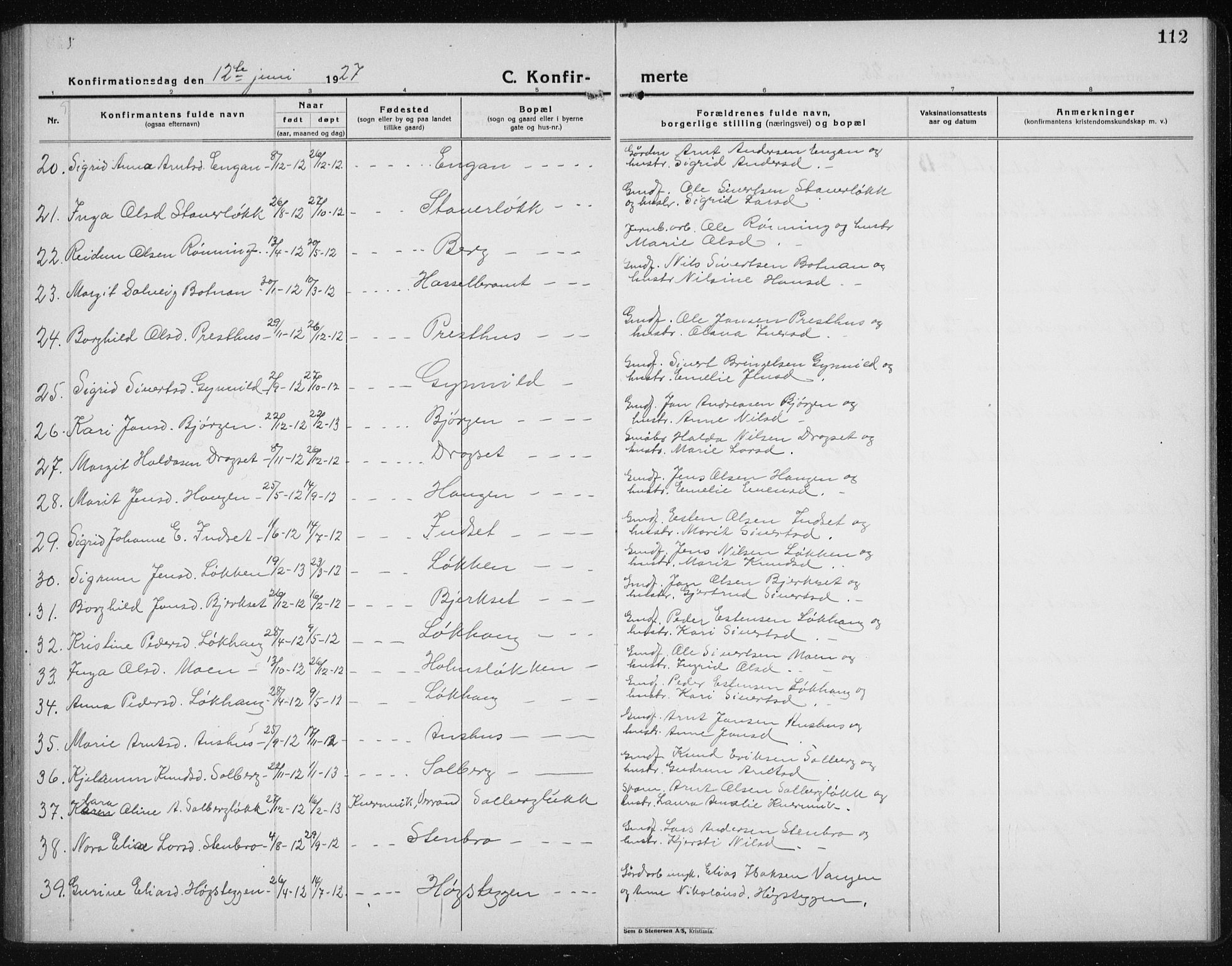 Ministerialprotokoller, klokkerbøker og fødselsregistre - Sør-Trøndelag, SAT/A-1456/689/L1045: Parish register (copy) no. 689C04, 1923-1940, p. 112