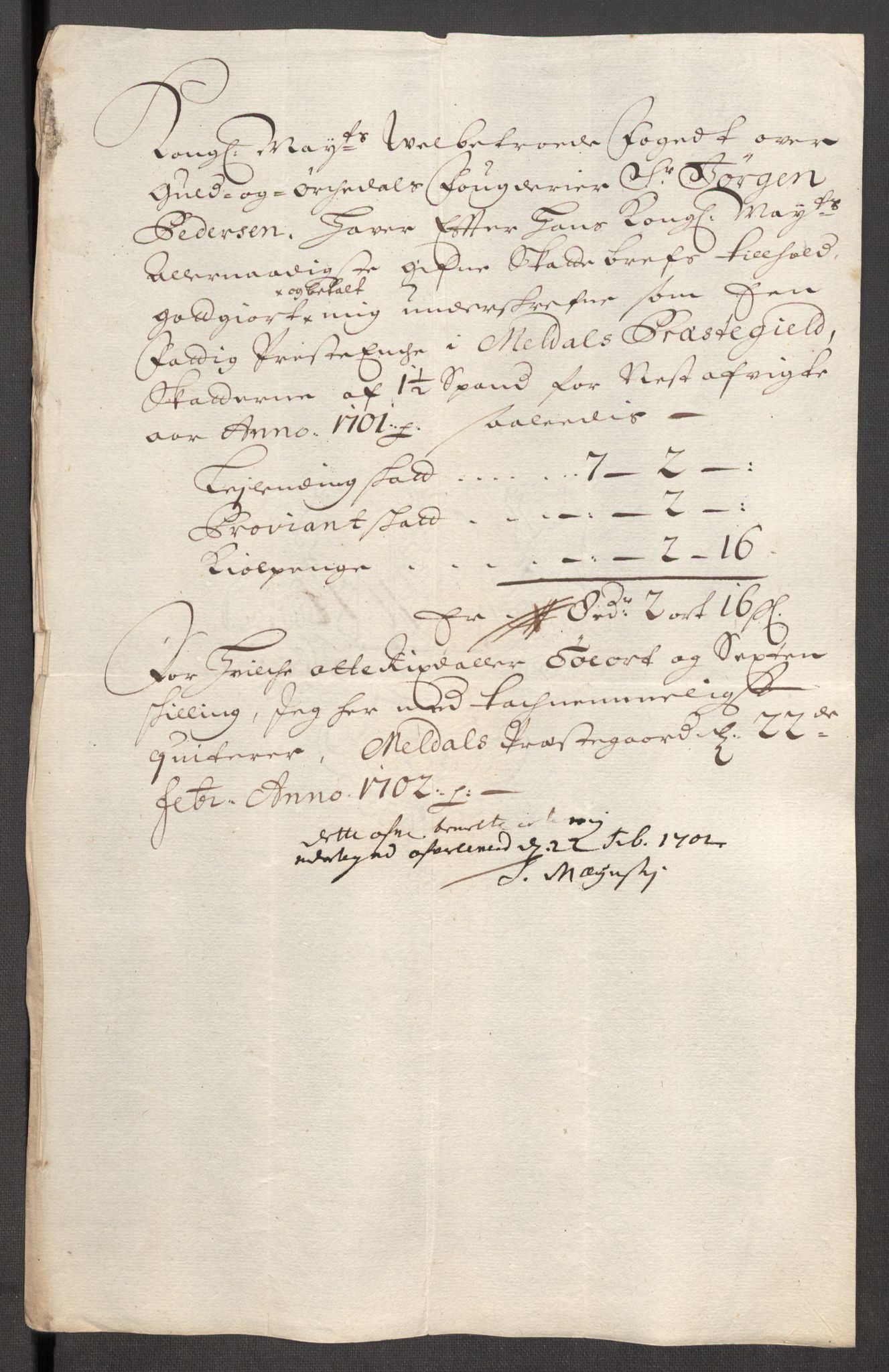 Rentekammeret inntil 1814, Reviderte regnskaper, Fogderegnskap, AV/RA-EA-4092/R60/L3951: Fogderegnskap Orkdal og Gauldal, 1701, p. 156