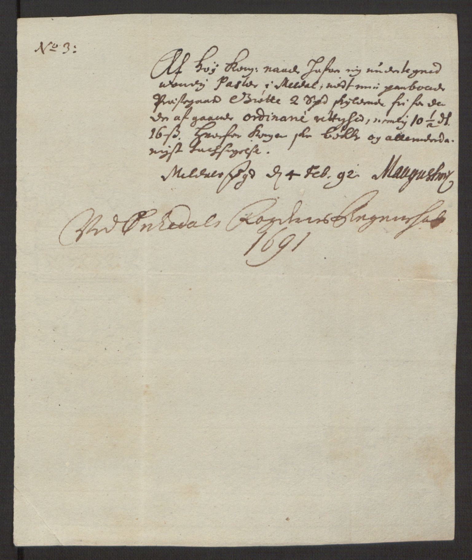 Rentekammeret inntil 1814, Reviderte regnskaper, Fogderegnskap, AV/RA-EA-4092/R58/L3937: Fogderegnskap Orkdal, 1691-1692, p. 144