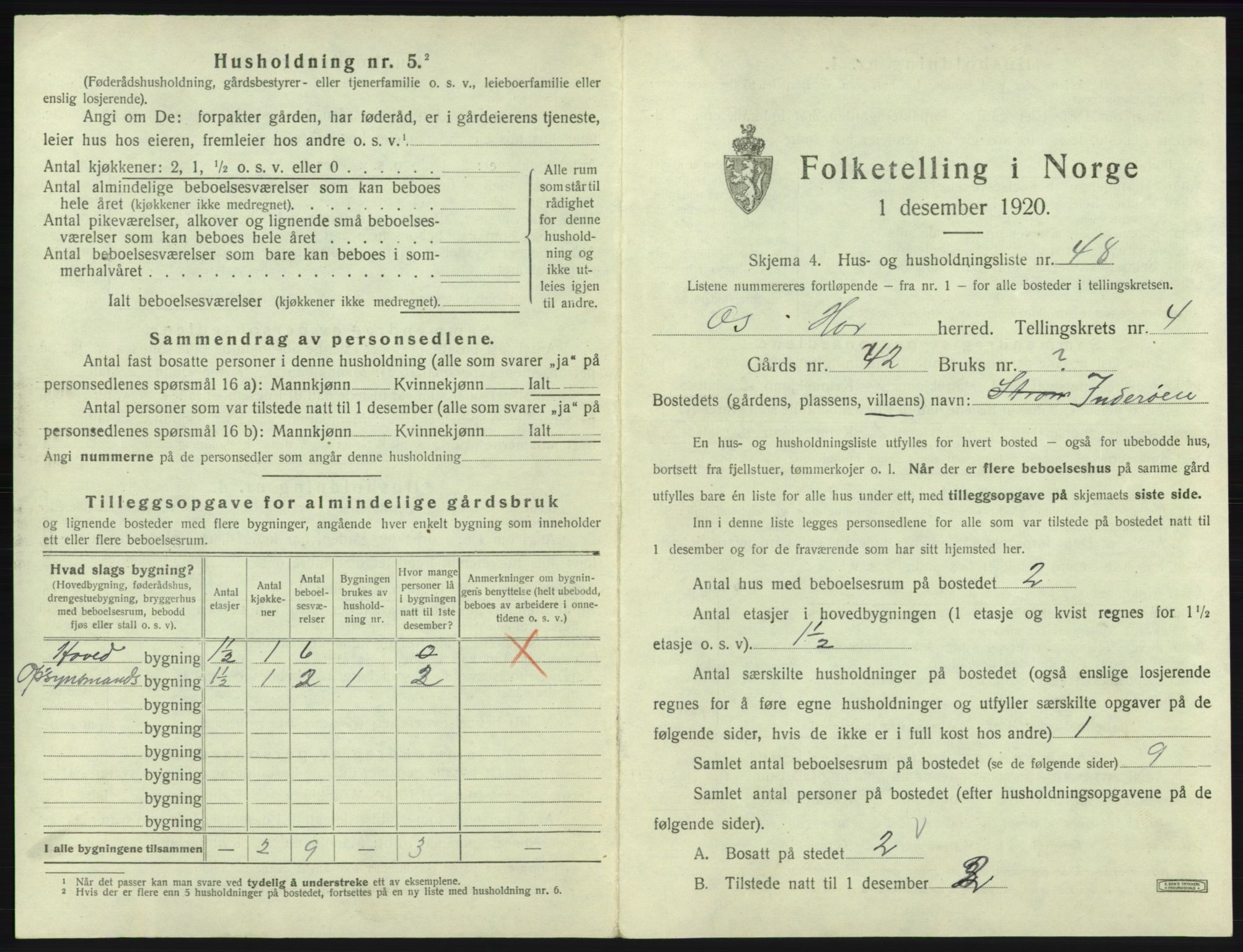 SAB, 1920 census for Os, 1920, p. 415