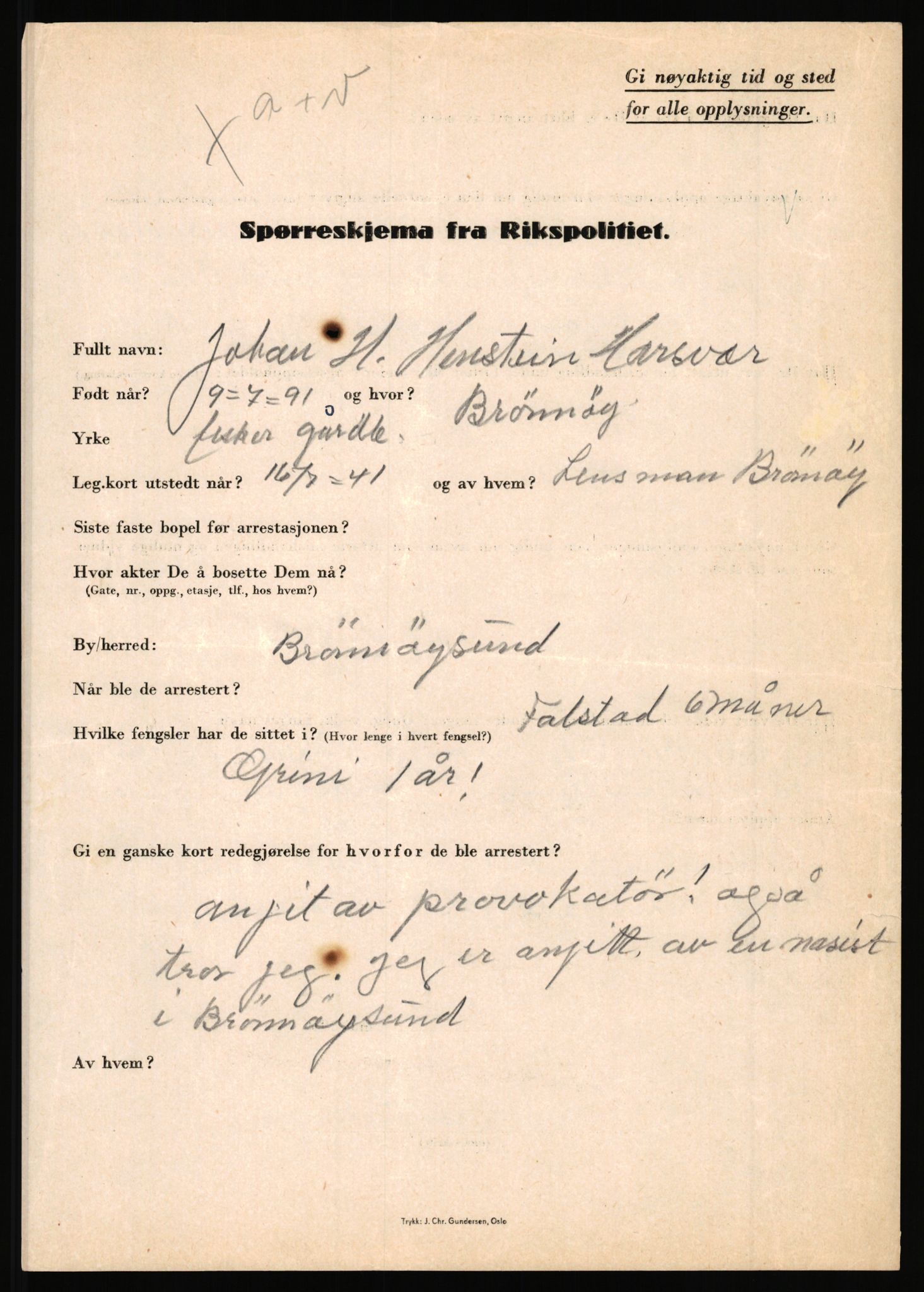 Rikspolitisjefen, AV/RA-S-1560/L/L0007: Heen, Erik C. - Iversen, Trygve, 1940-1945, p. 115