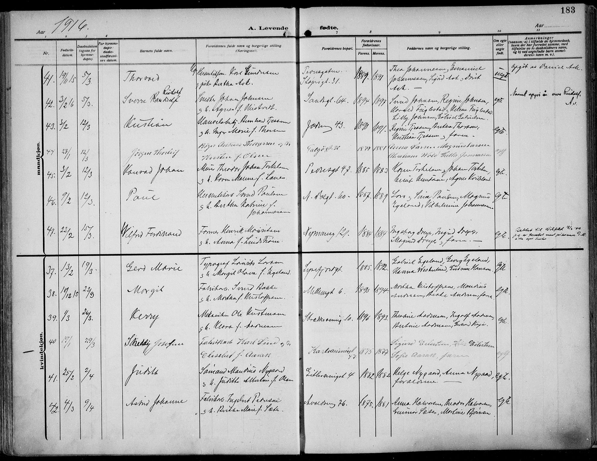St. Johannes sokneprestkontor, AV/SAST-A-101814/002/B/L0002: Parish register (official) no. A 9, 1911-1921, p. 183