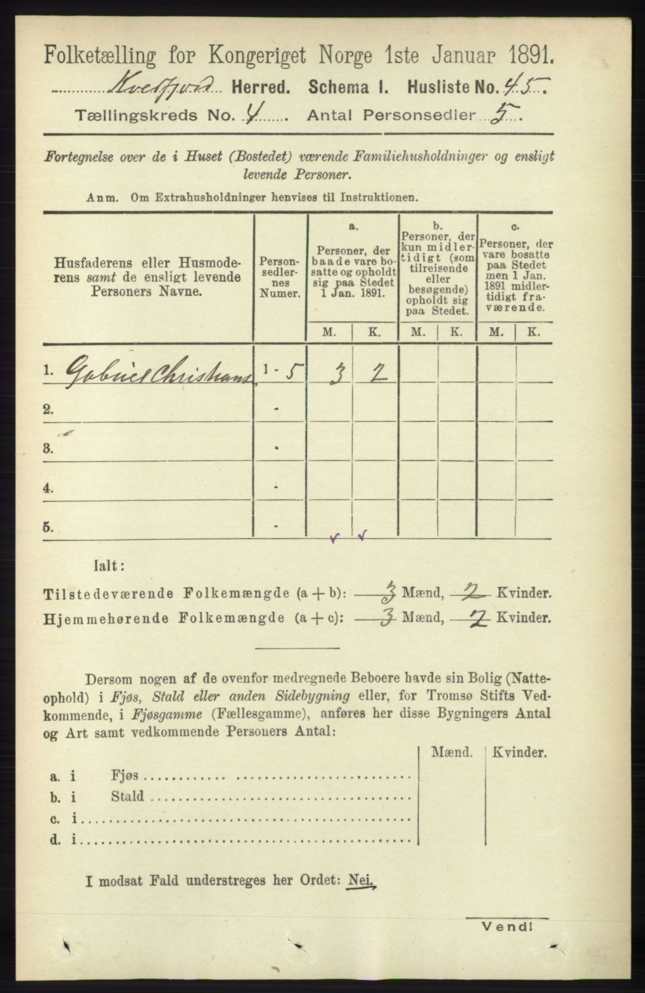 RA, 1891 census for 1911 Kvæfjord, 1891, p. 1794