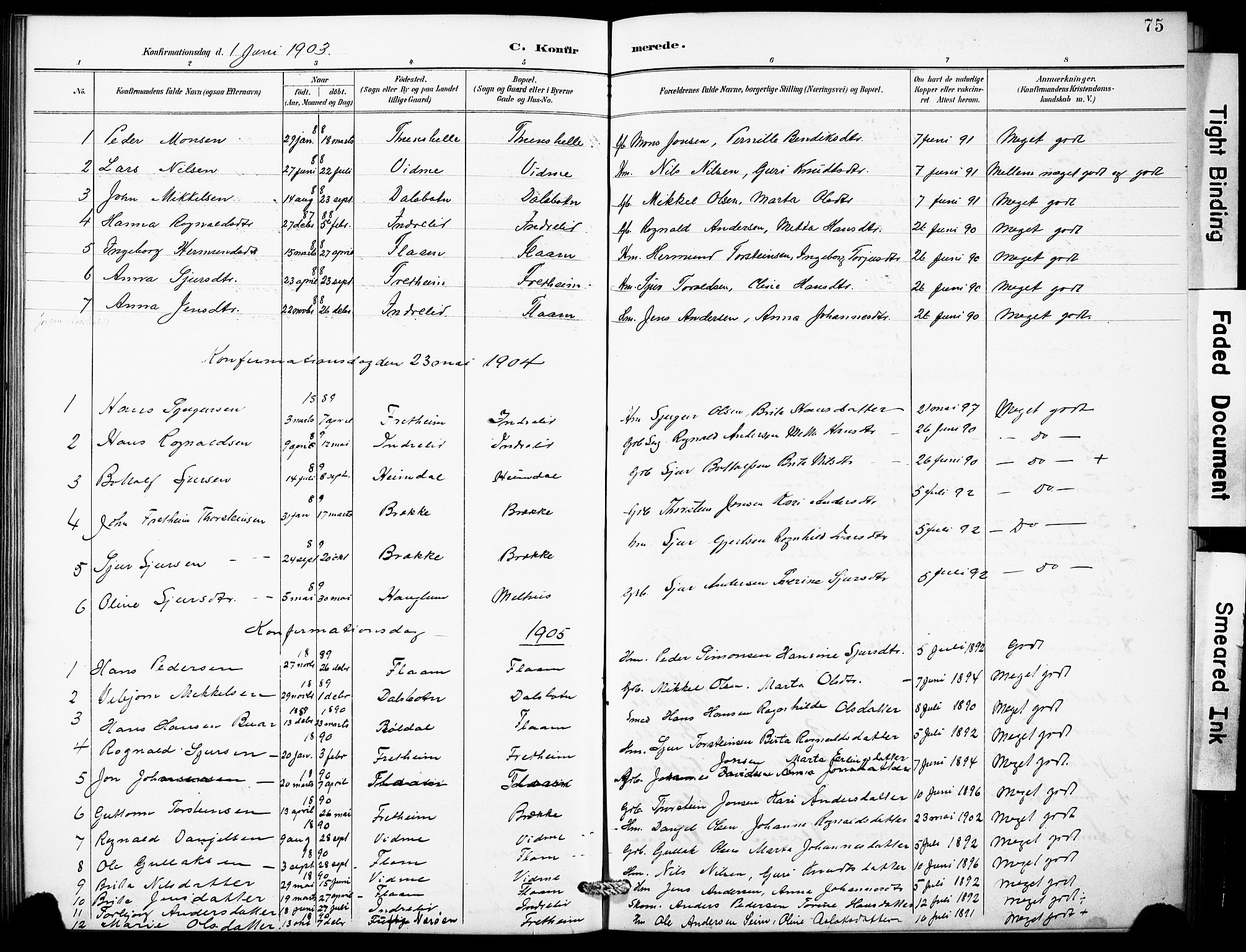 Aurland sokneprestembete, SAB/A-99937/H/Hb/Hbb/L0002: Parish register (copy) no. B 2, 1887-1929, p. 75