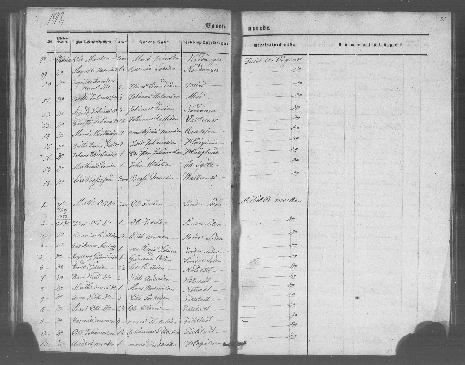 Manger sokneprestembete, AV/SAB-A-76801/H/Haa: Parish register (official) no. A 10, 1844-1859, p. 31