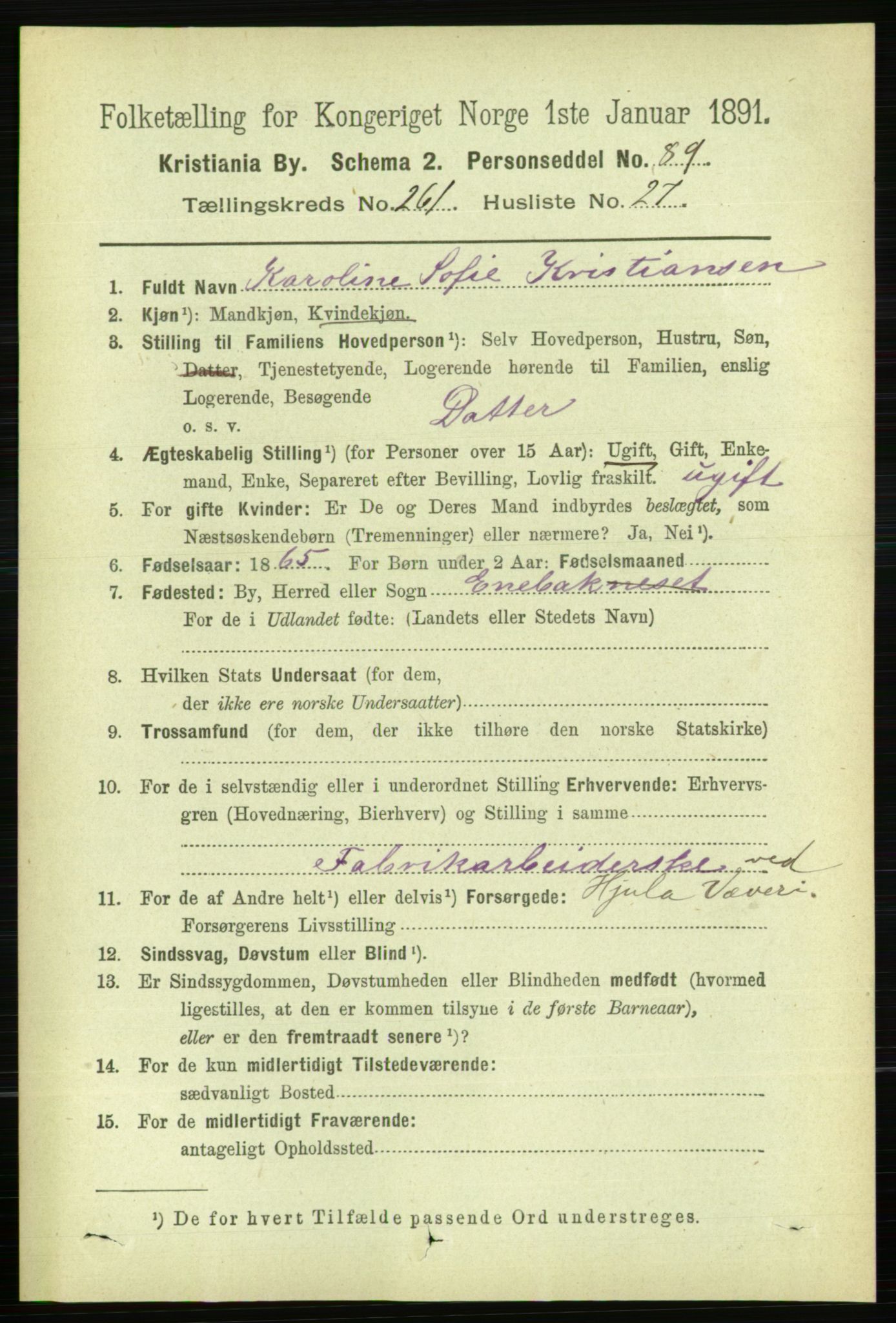 RA, 1891 census for 0301 Kristiania, 1891, p. 158837