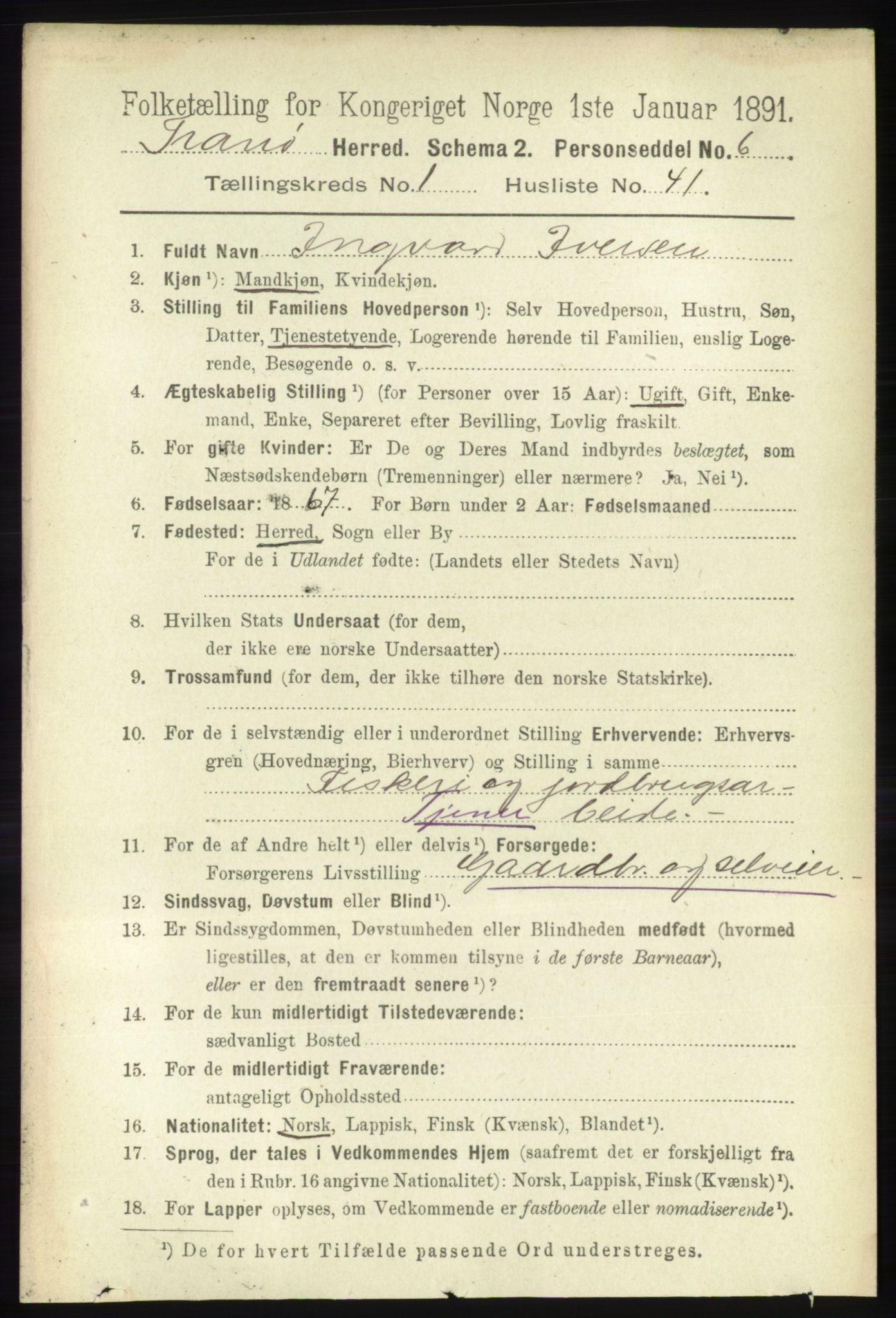 RA, 1891 census for 1927 Tranøy, 1891, p. 342