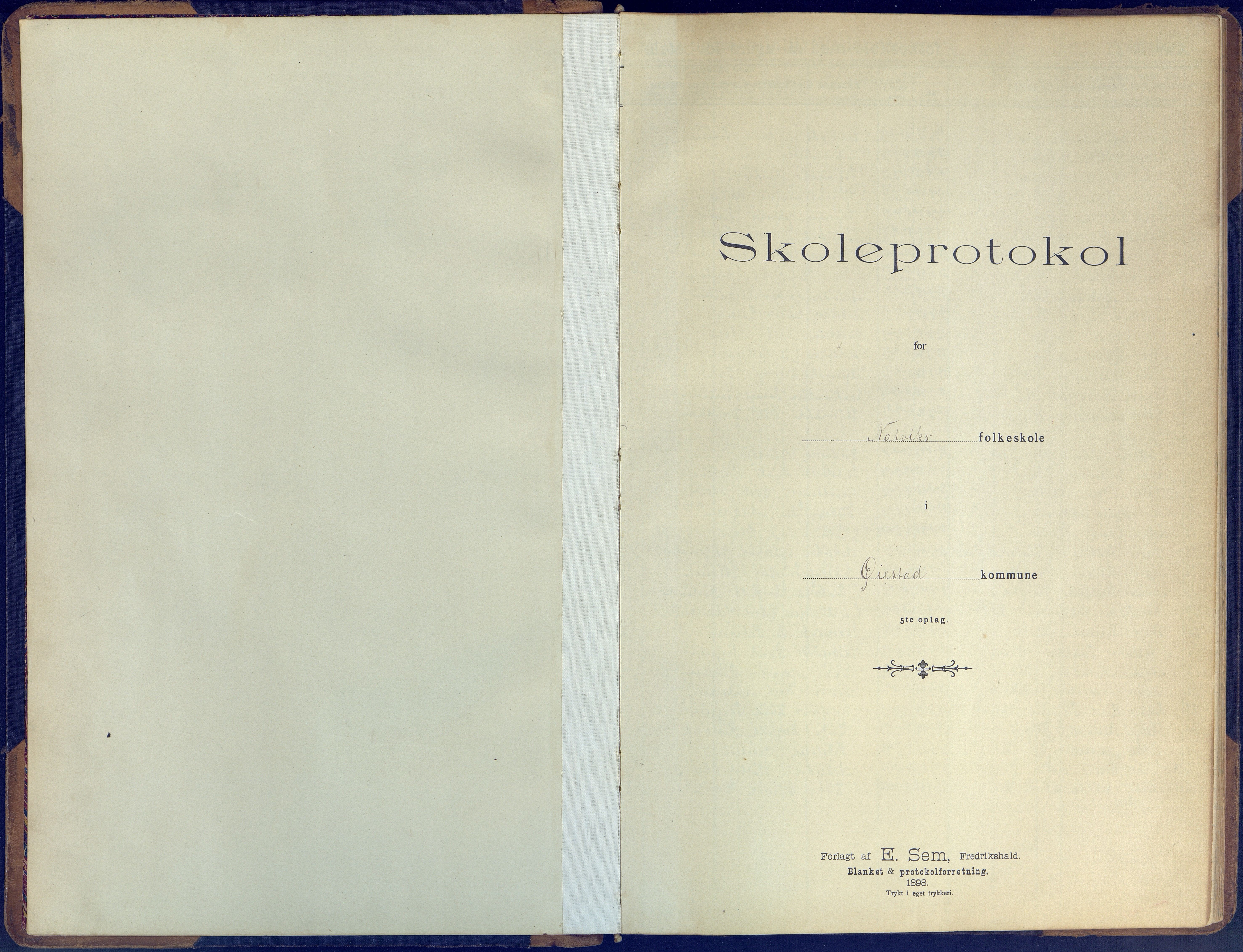Øyestad kommune frem til 1979, AAKS/KA0920-PK/06/06B/L0001: Skoleprotokoll, 1896-1947
