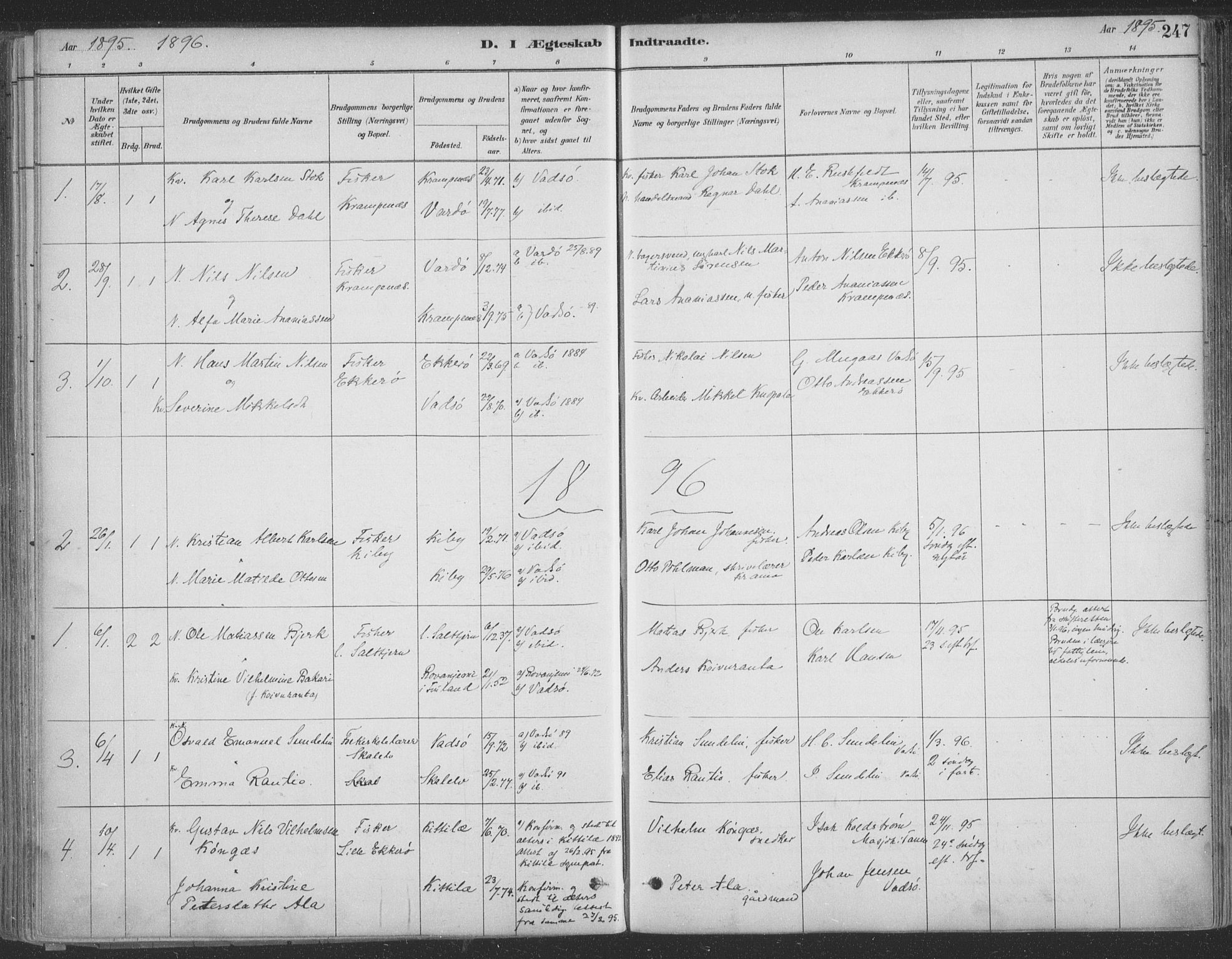 Vadsø sokneprestkontor, SATØ/S-1325/H/Ha/L0009kirke: Parish register (official) no. 9, 1881-1917, p. 247