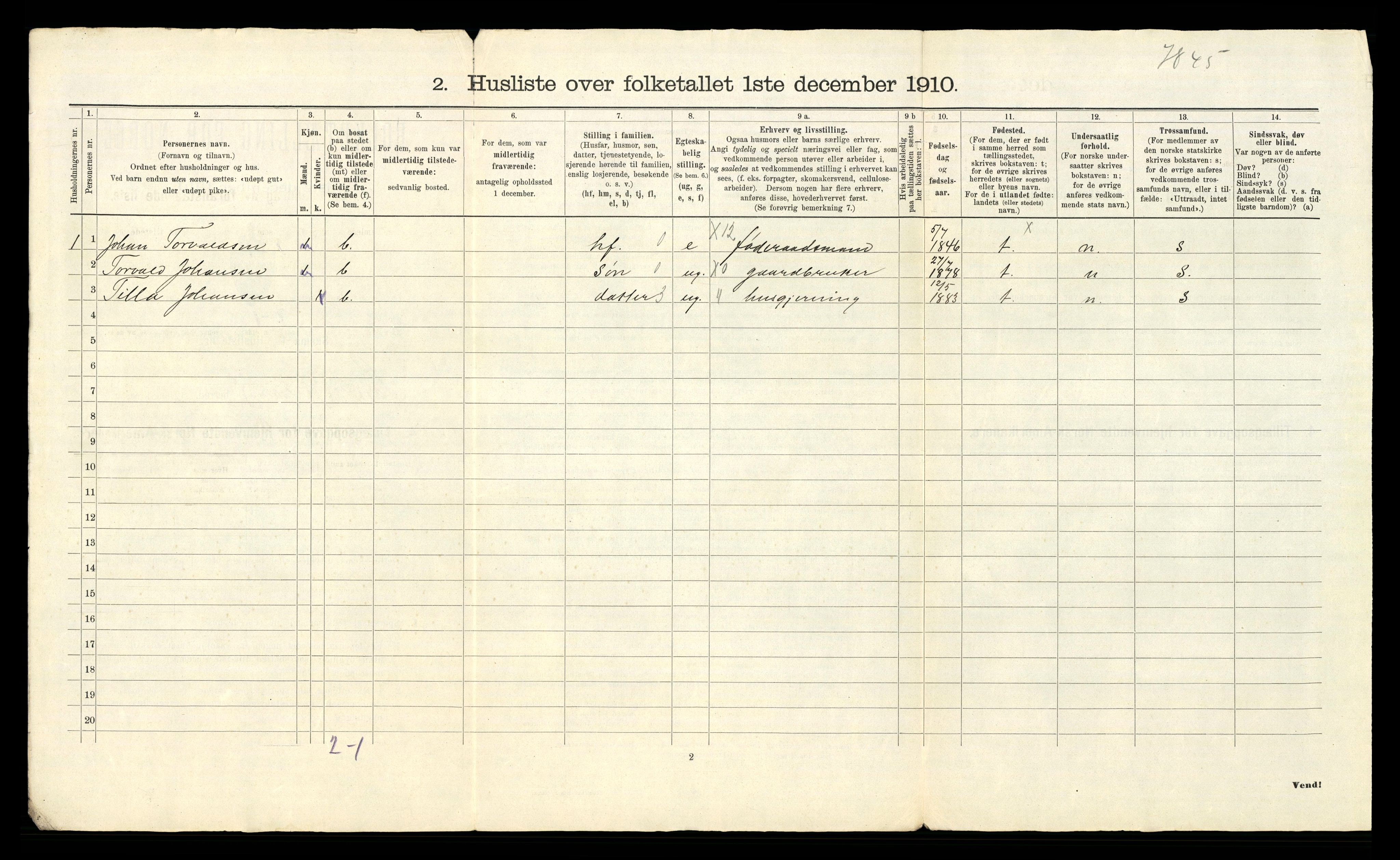 RA, 1910 census for Sande, 1910, p. 42