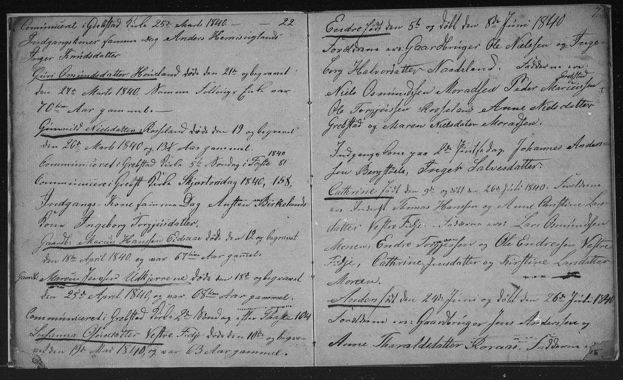 Søgne sokneprestkontor, AV/SAK-1111-0037/F/Fb/Fba/L0001: Parish register (copy) no. B 1, 1838-1843, p. 7