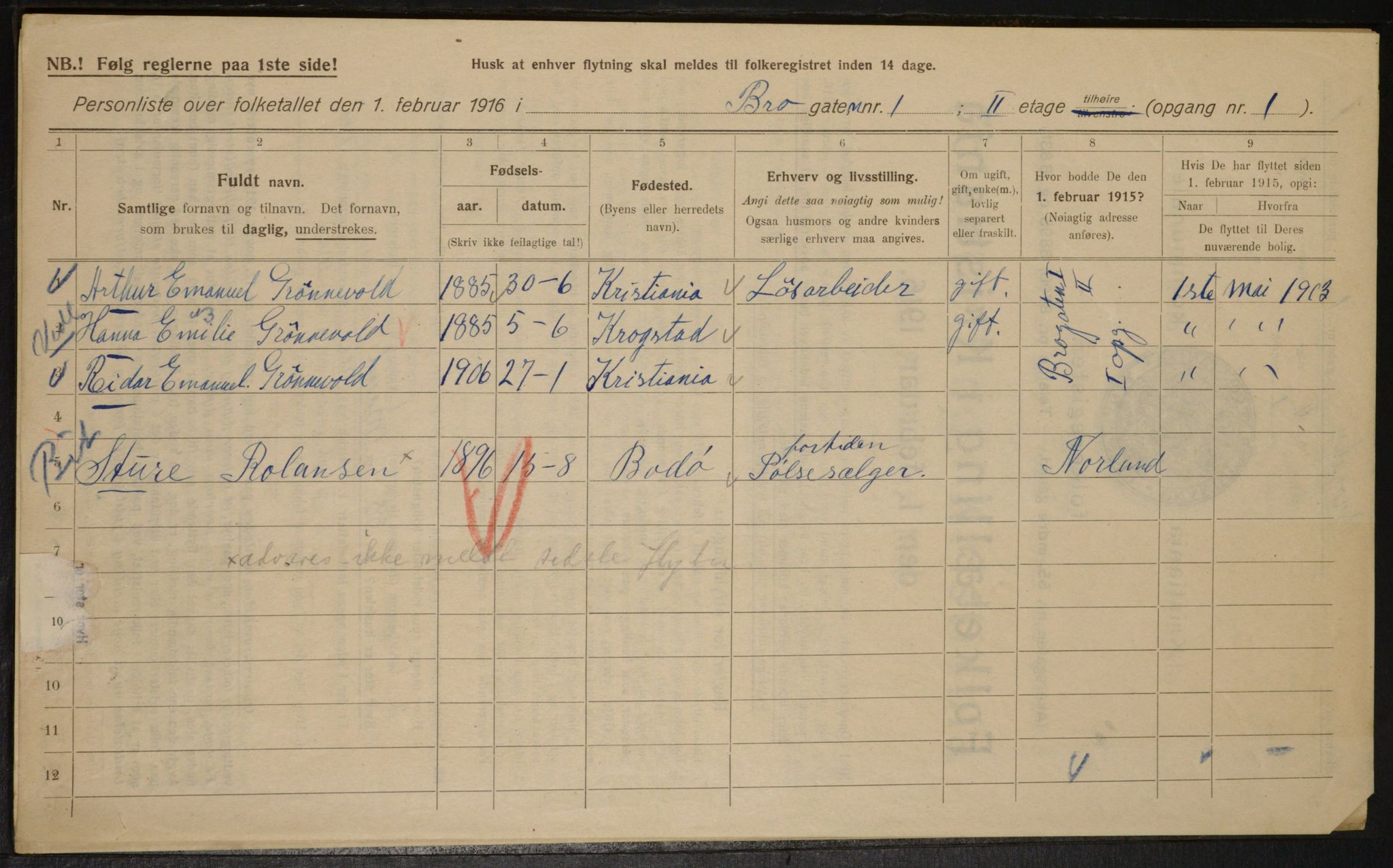 OBA, Municipal Census 1916 for Kristiania, 1916, p. 9844