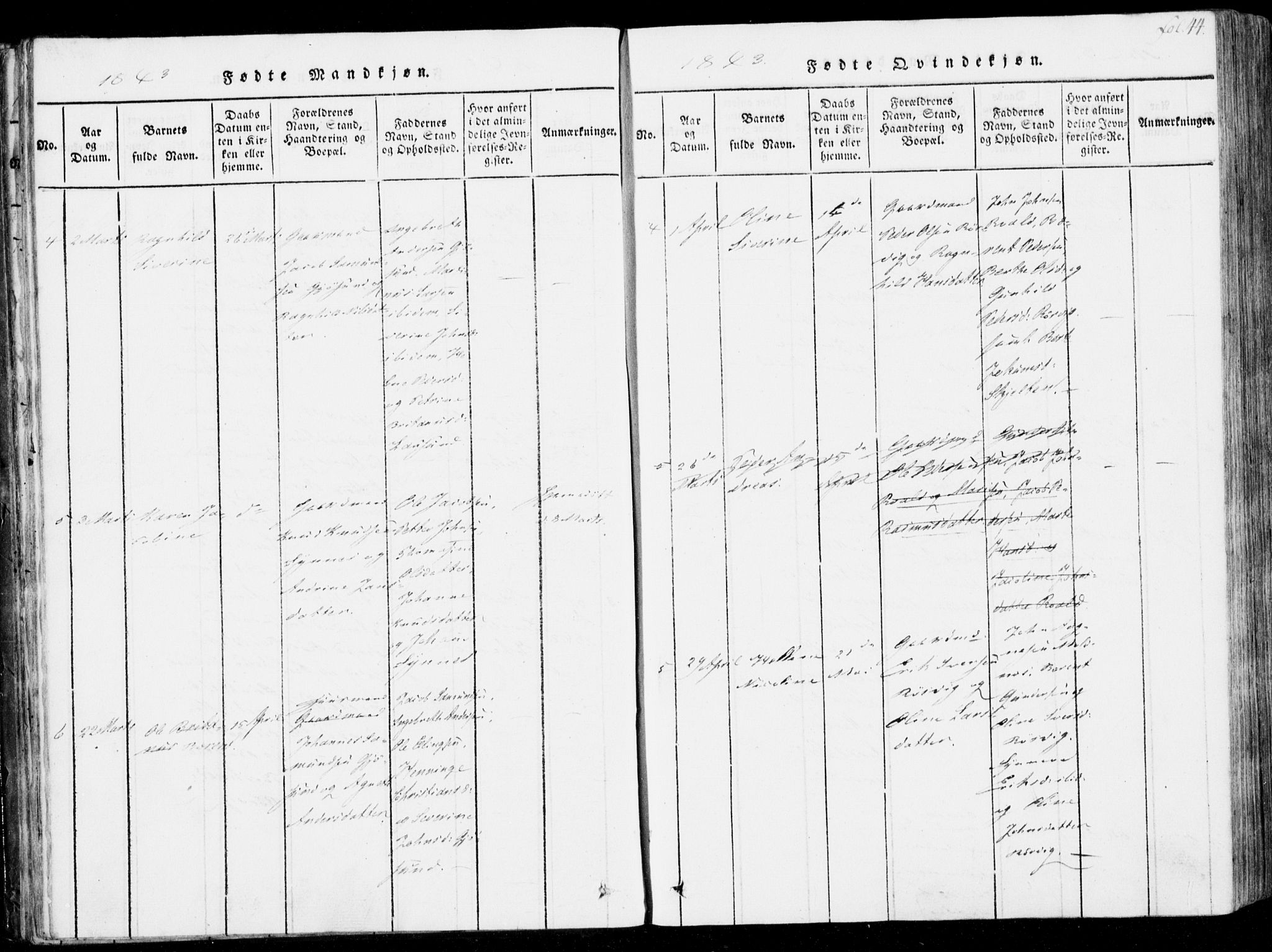 Ministerialprotokoller, klokkerbøker og fødselsregistre - Møre og Romsdal, AV/SAT-A-1454/537/L0517: Parish register (official) no. 537A01, 1818-1862, p. 44