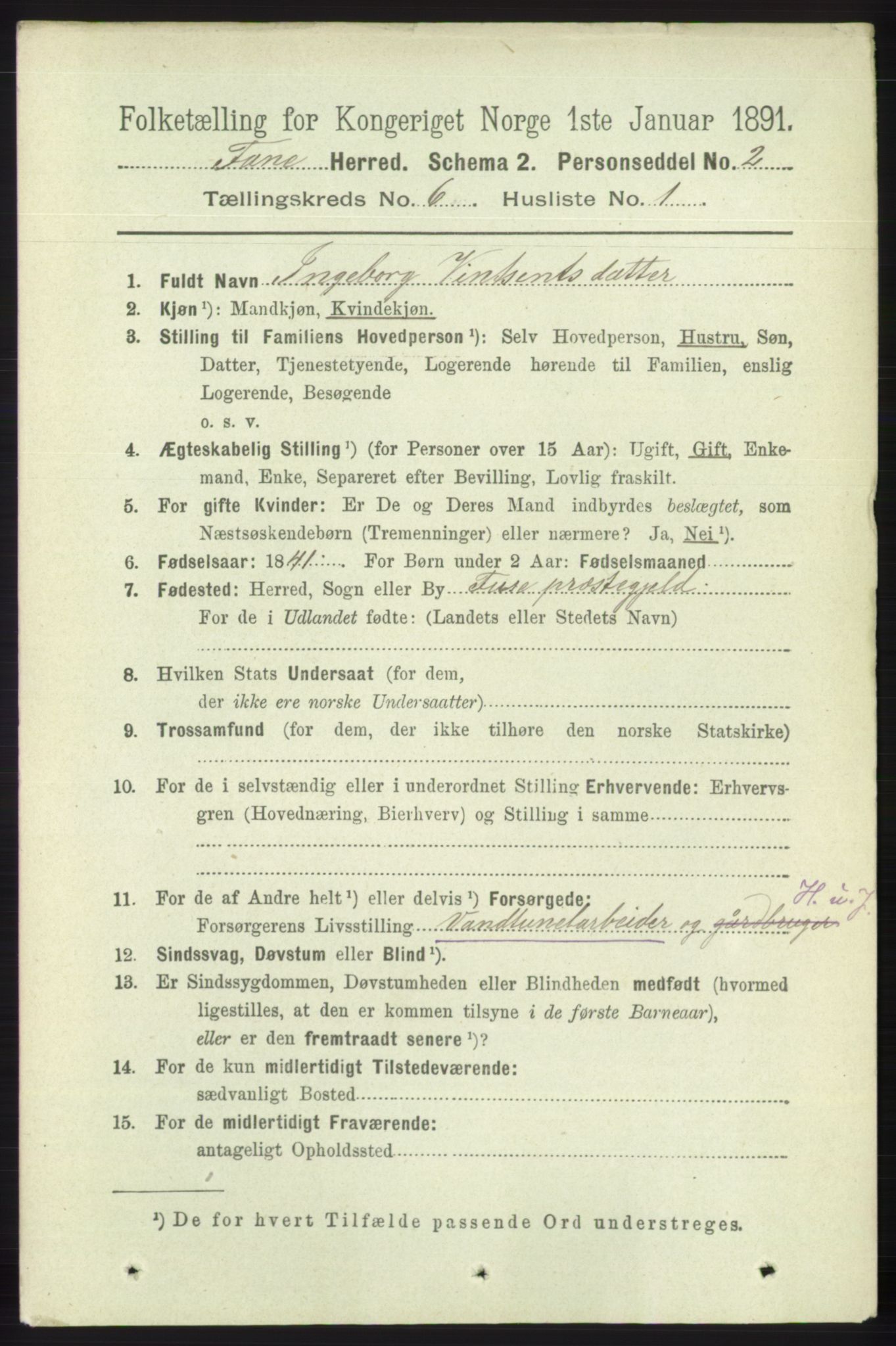 RA, 1891 census for 1249 Fana, 1891, p. 2561