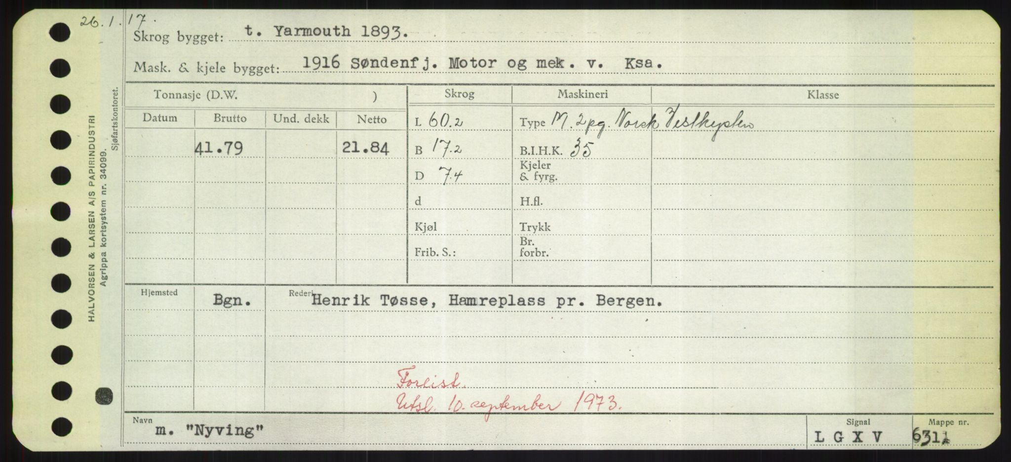 Sjøfartsdirektoratet med forløpere, Skipsmålingen, RA/S-1627/H/Hd/L0027: Fartøy, Norhop-Nør, p. 491