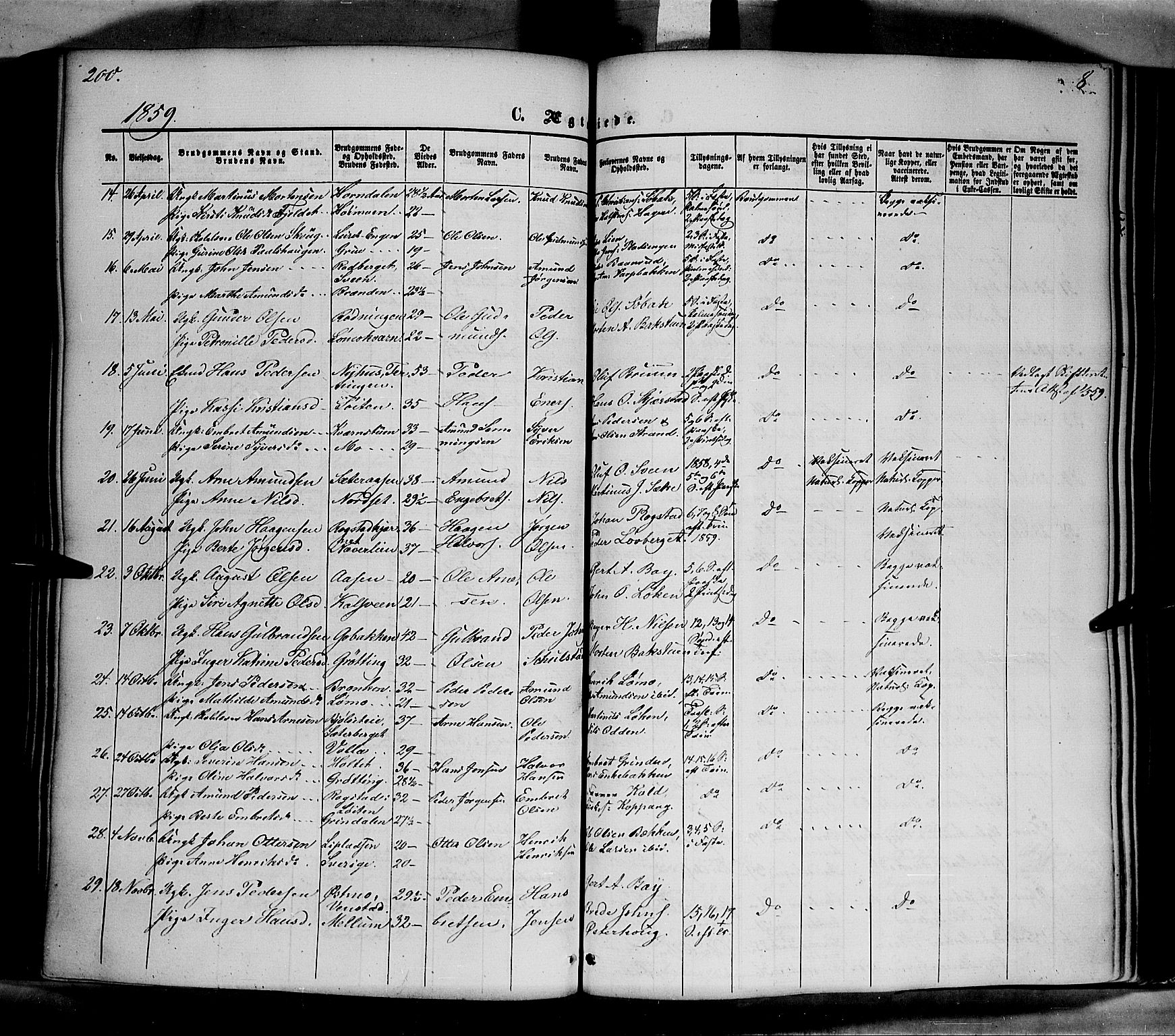 Elverum prestekontor, AV/SAH-PREST-044/H/Ha/Haa/L0010: Parish register (official) no. 10, 1857-1868, p. 200