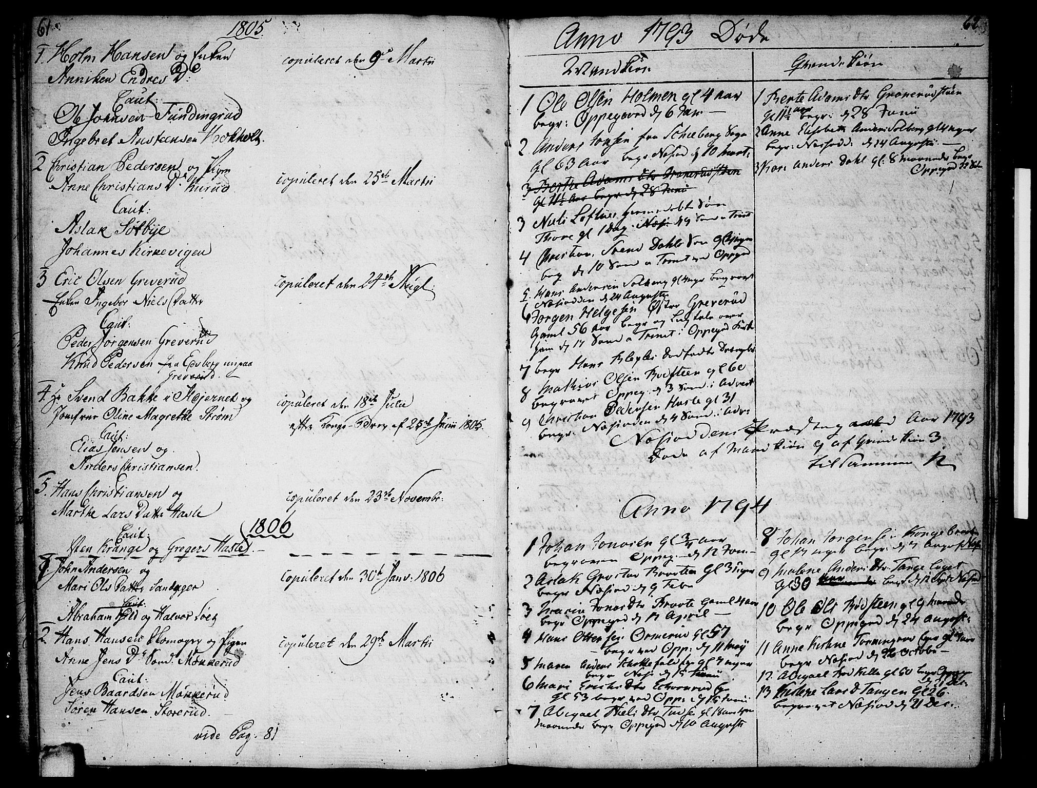 Nesodden prestekontor Kirkebøker, SAO/A-10013/F/Fa/L0005: Parish register (official) no. I 5, 1793-1814, p. 61-62