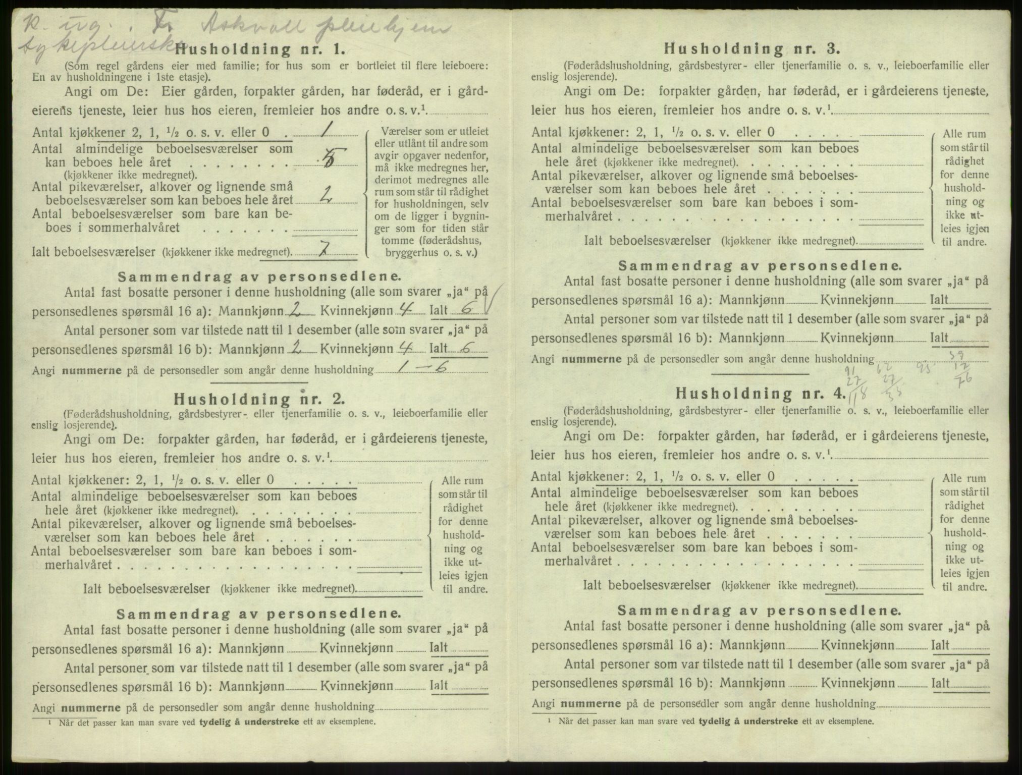 SAB, 1920 census for Askvoll, 1920, p. 325