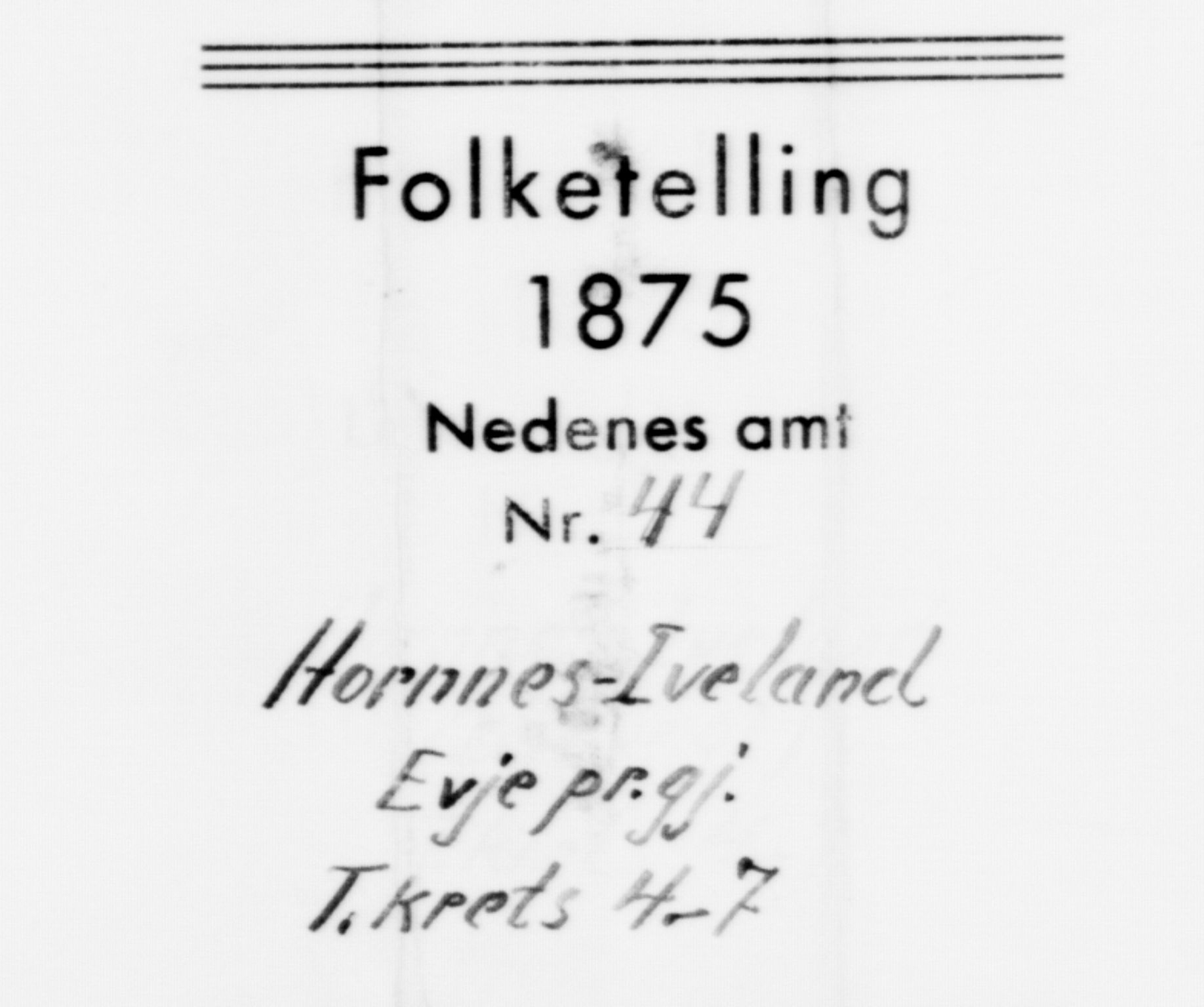 SAK, 1875 census for 0934P Evje, 1875, p. 320