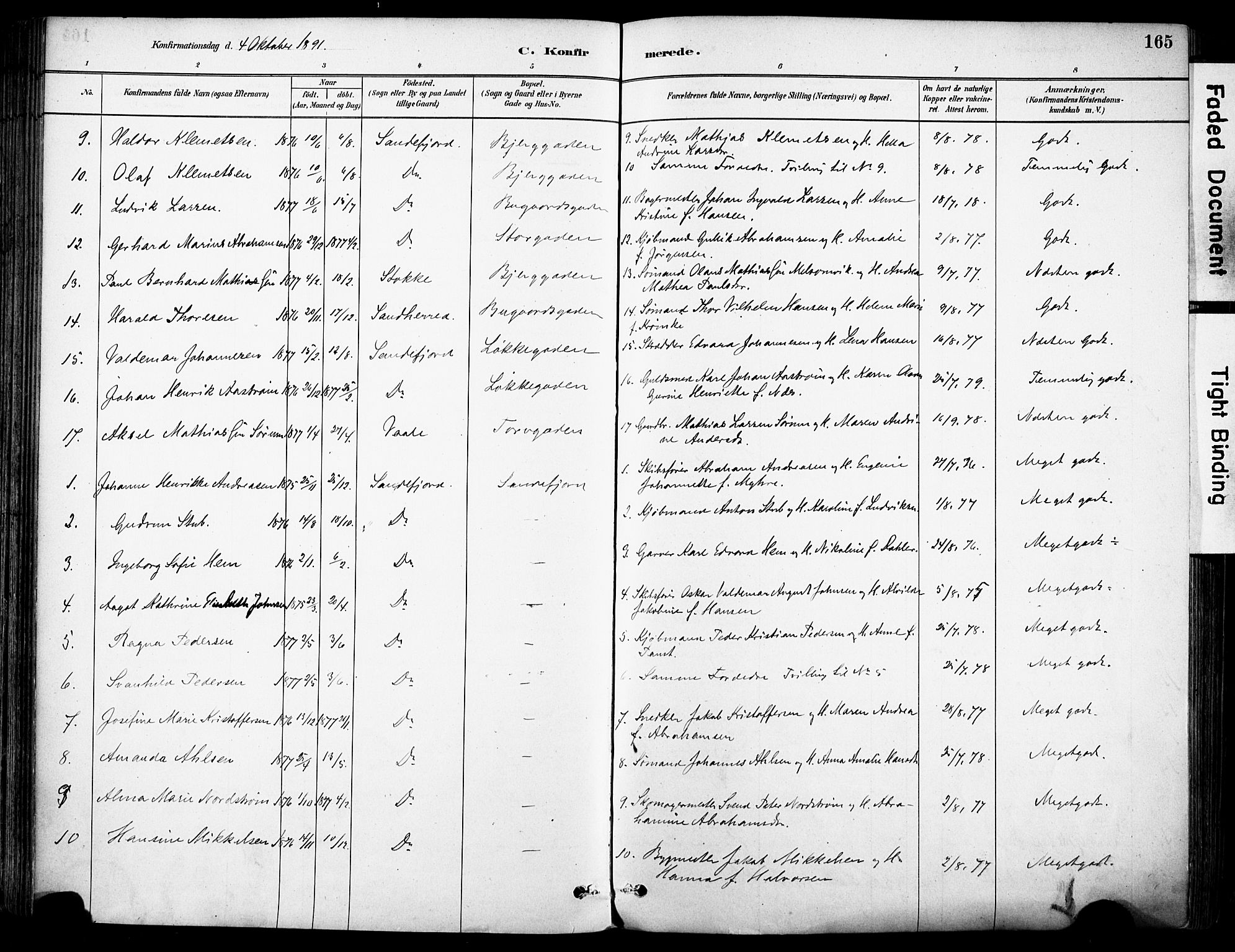 Sandefjord kirkebøker, AV/SAKO-A-315/F/Fa/L0002: Parish register (official) no. 2, 1880-1894, p. 165