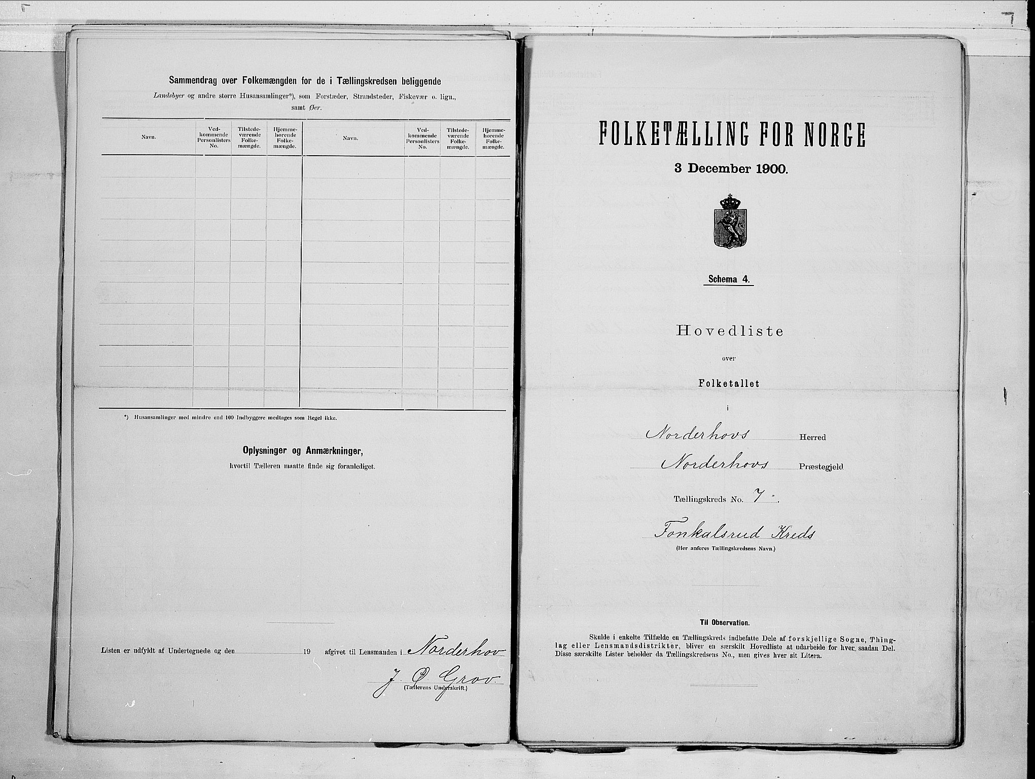 RA, 1900 census for Norderhov, 1900, p. 22