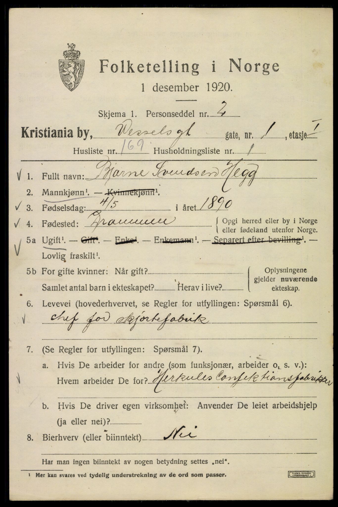 SAO, 1920 census for Kristiania, 1920, p. 651597